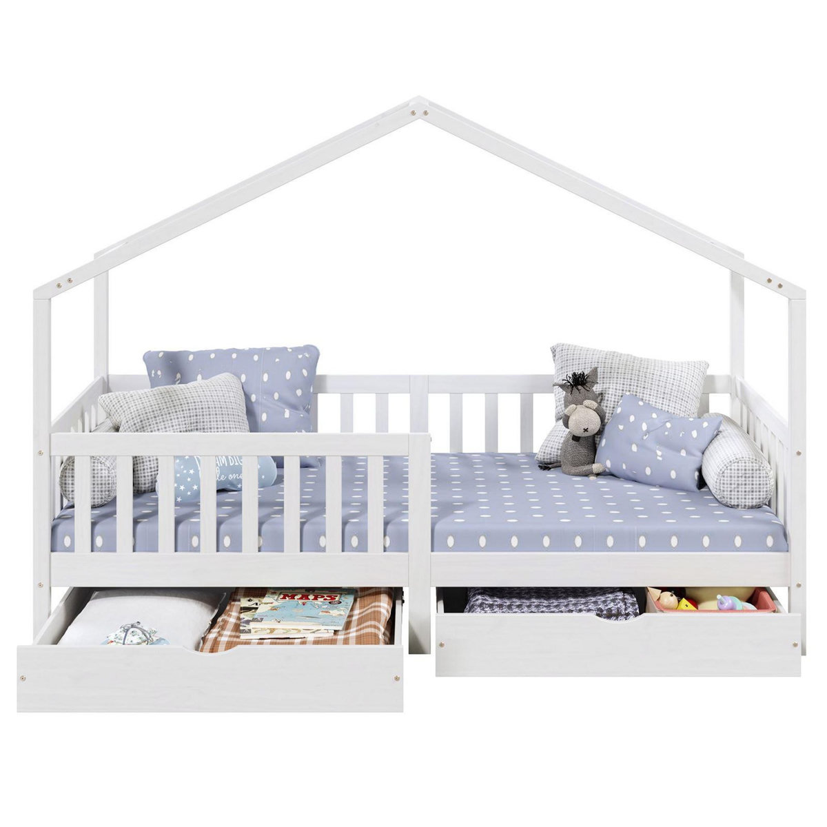 IDIMEX Lit cabane ELEA avec tiroirs, 90 x 190 cm en pin massif