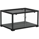 PAWHUT Terrarium 86L - toit maillé et porte coulissante verrouillable - 50x30x35cm - alu noir verre