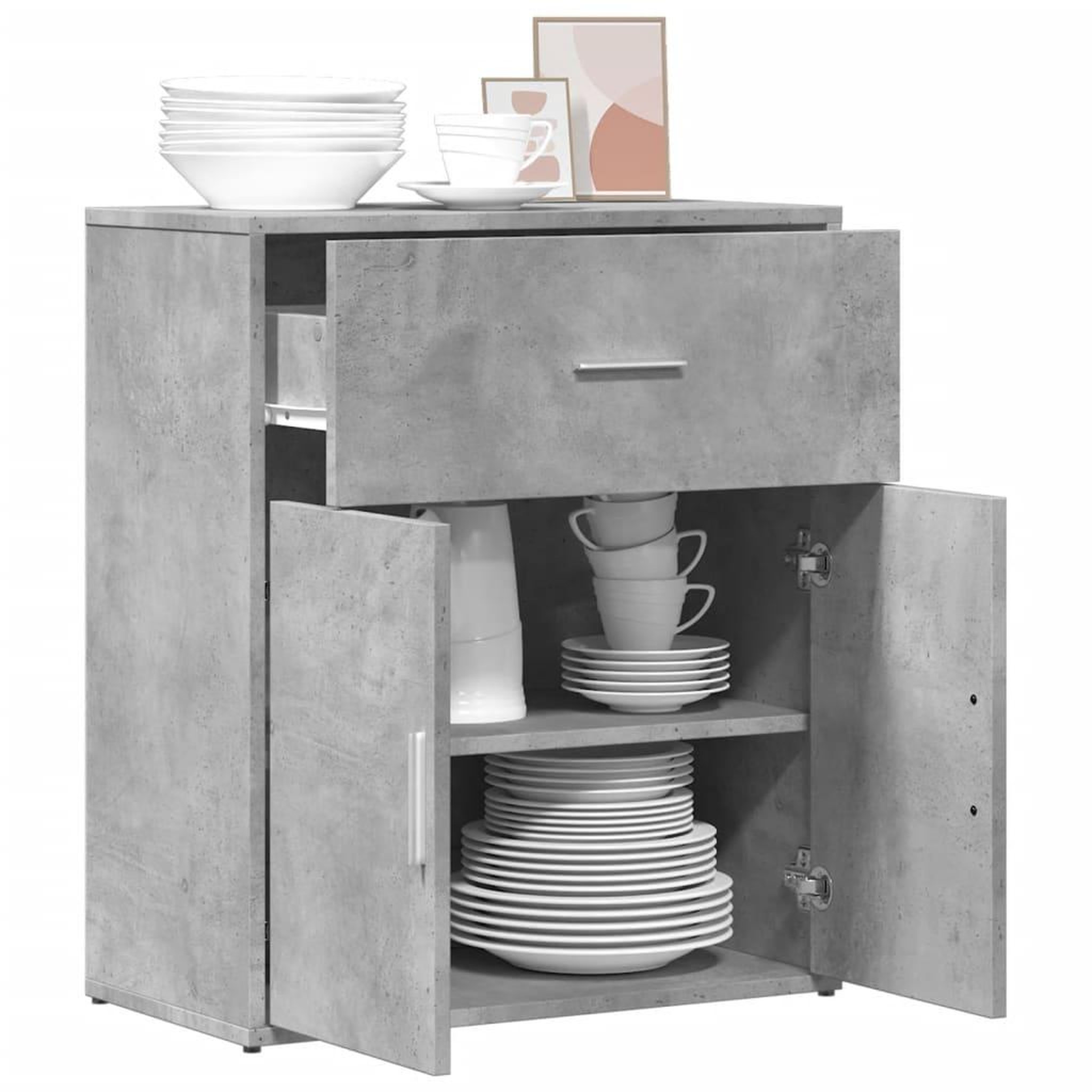 Voir la diapositive 4 : VIDAXL Buffet gris beton 60x31x70 cm bois d'ingenierie