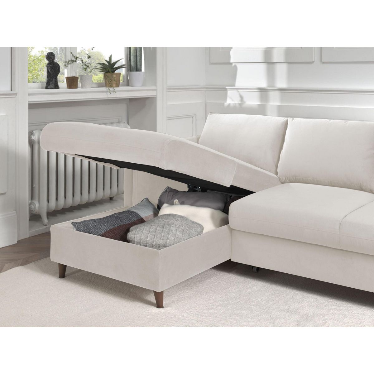 LISA DESIGN Brooke - canapé d'angle gauche - convertible avec coffre - 4 places - en velours