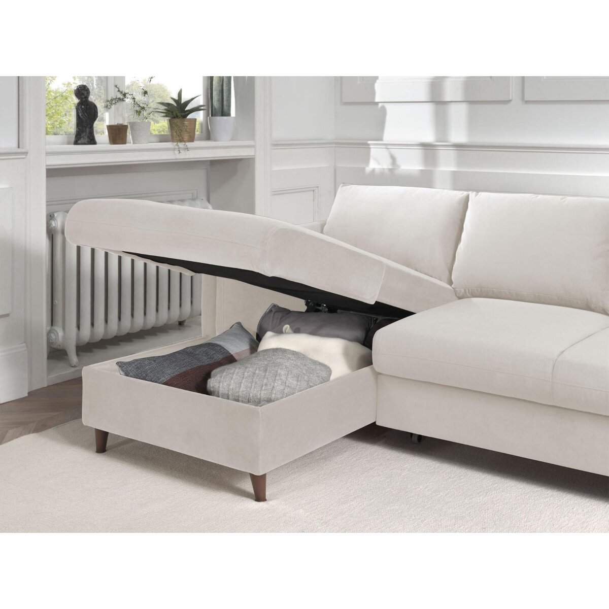 LISA DESIGN Brooke - canapé d'angle gauche - convertible avec coffre - 4 places - en velours