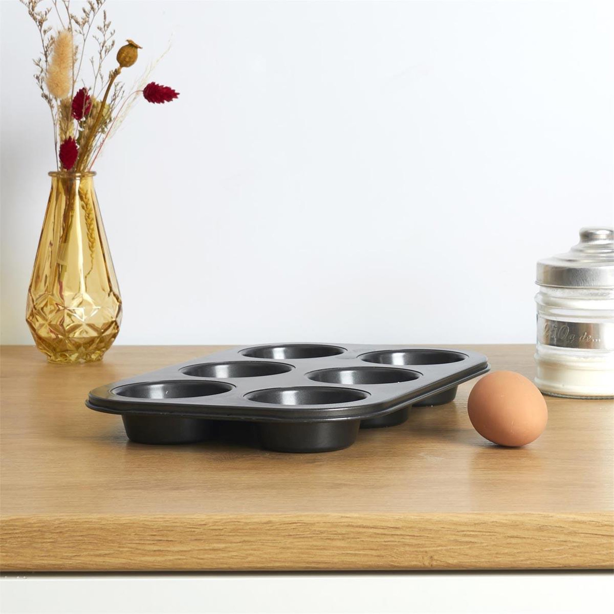 Voir la diapositive 2 : Lily Cook Moule 6 muffins  carbon steel  27cm gris