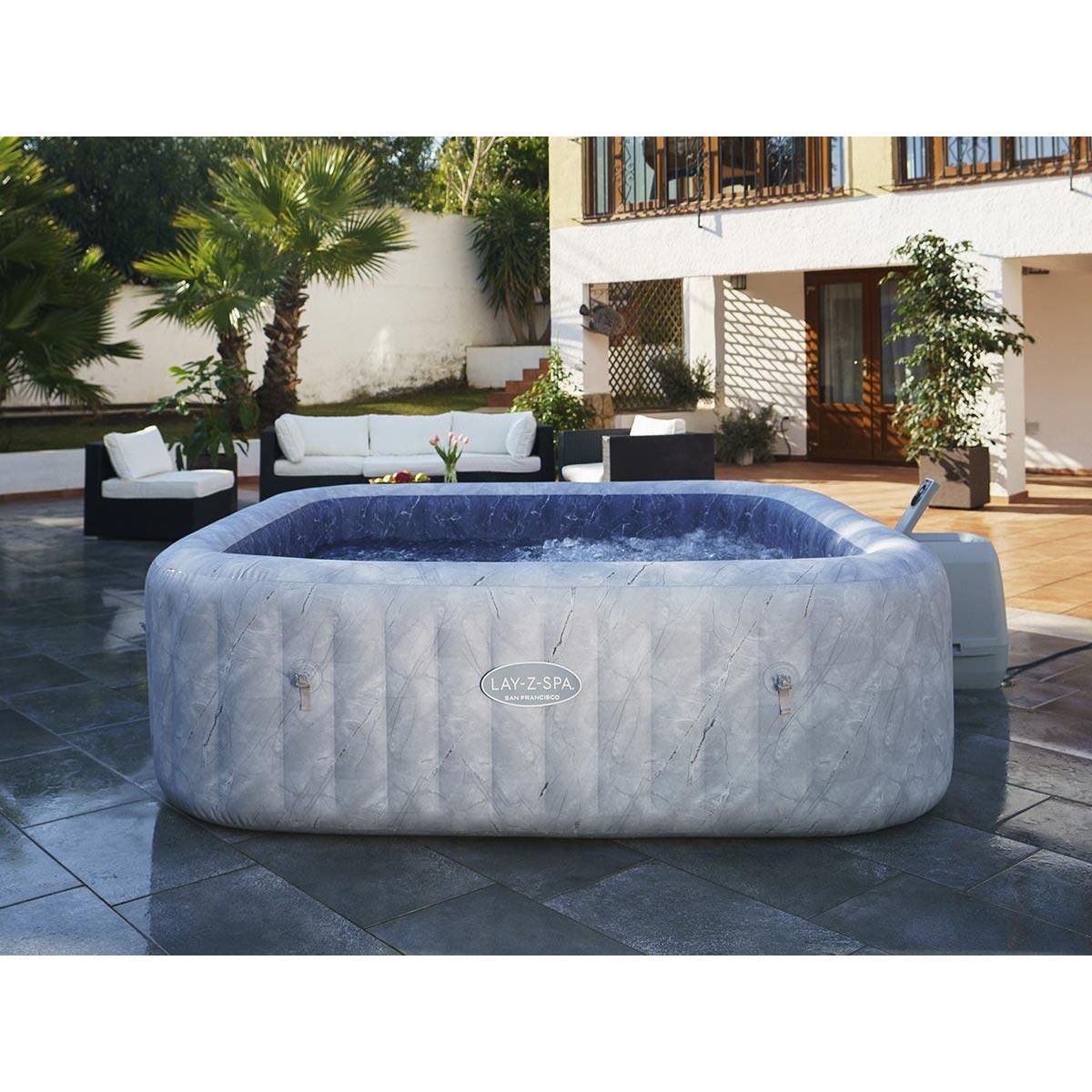 BESTWAY Spa gonflable Lay-Z-Spa San Francisco carré Hydrojet 5/7 places - Bestway