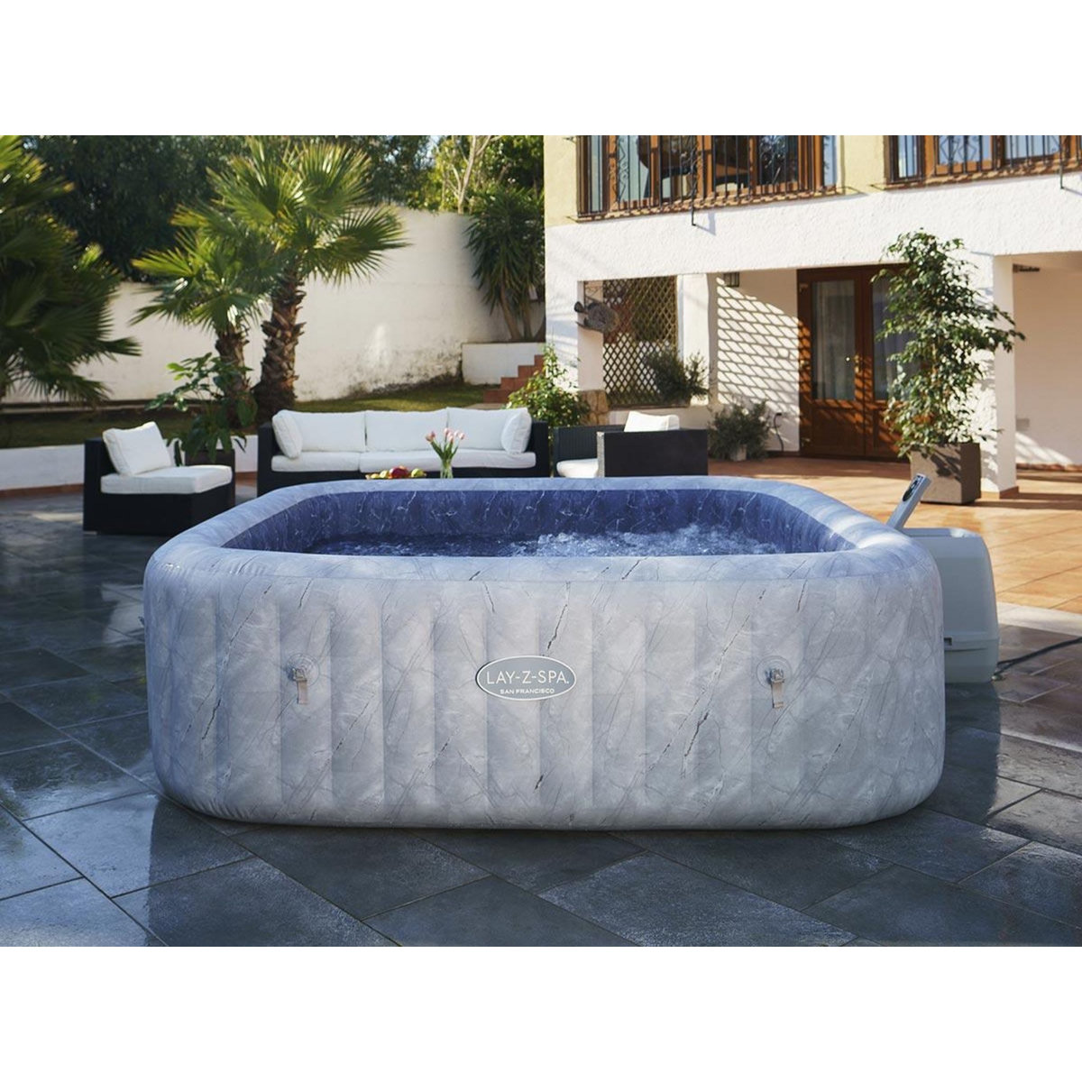 BESTWAY Spa gonflable Lay-Z-Spa San Francisco carré Hydrojet 5/7 places - Bestway