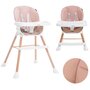 Voir la diapositive 1 : BEBELISSIMO BEBELISSIMO - Chaise Haute Évolutive en Bois - 3 en 1 – 6 mois jusqu'à 5 ans - réhausseur - rose