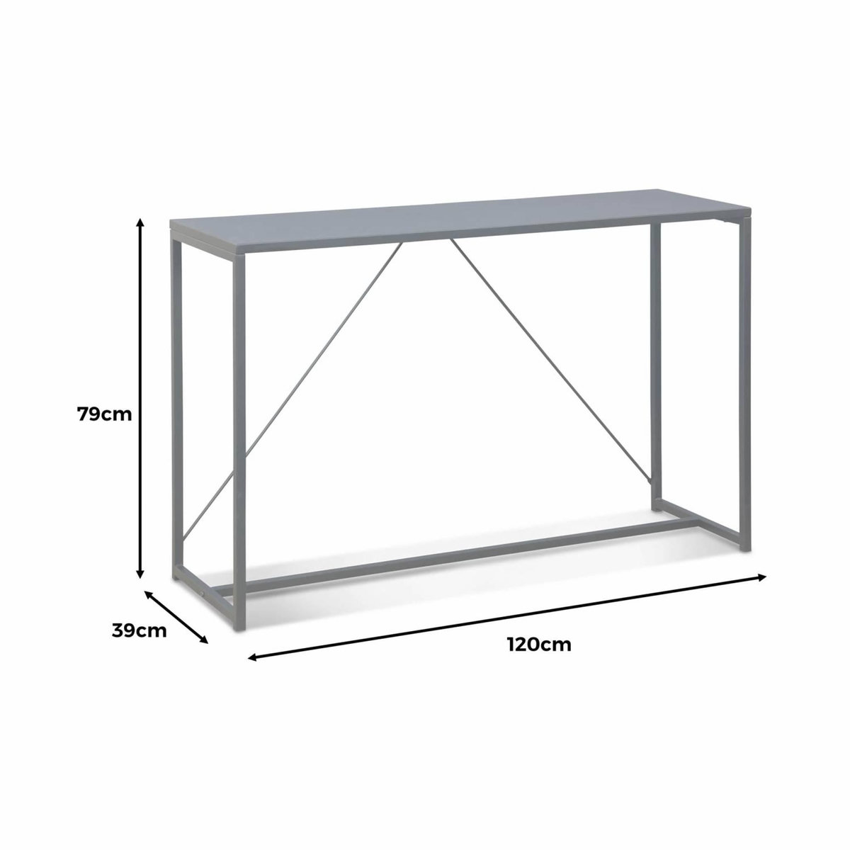 SWEEEK Console en métal noir 120 x 39 x 79cm - Industrielle - 1 barre de renfort