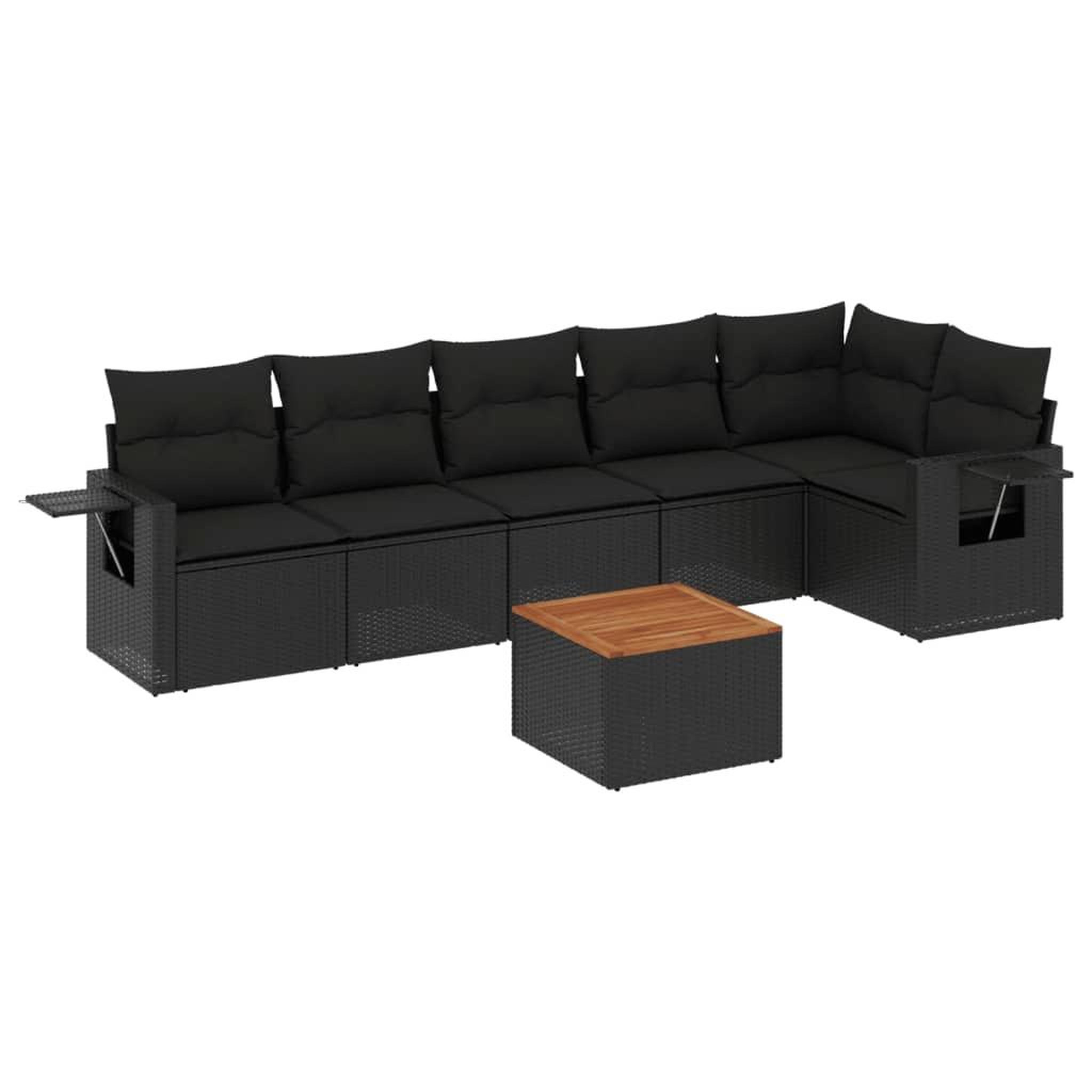 Voir la diapositive 2 : VIDAXL Salon de jardin 7 pcs avec coussins noir resine tressee