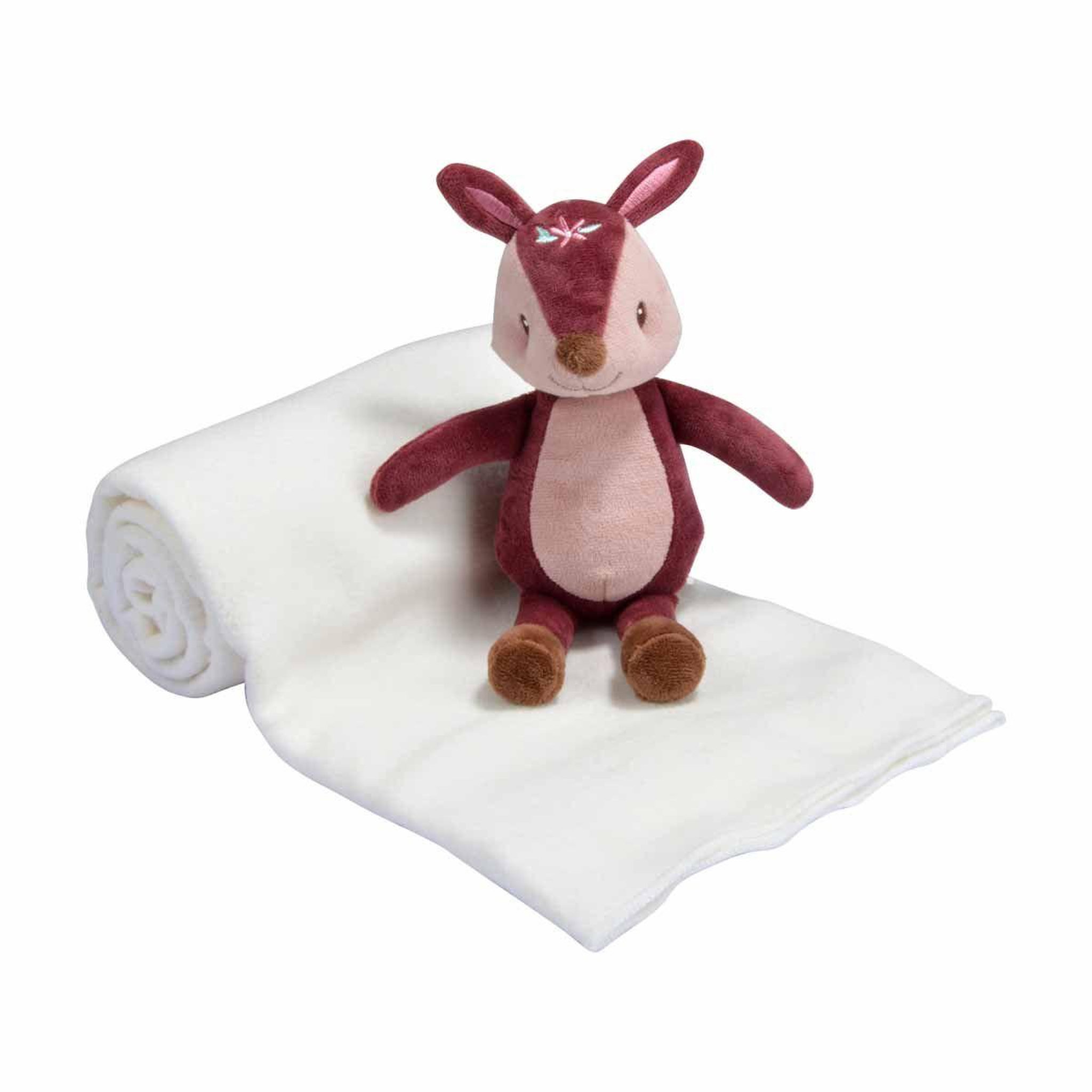BEBE DOUCEUR Doudou & plaid bébé  forêt magique  80x100cm rose
