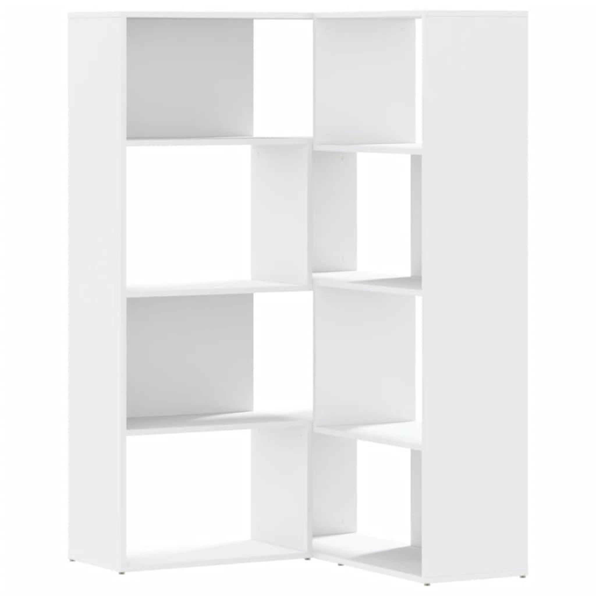 Voir la diapositive 2 : VIDAXL Bibliotheque d'angle a 4 niveaux blanc bois d'ingenierie