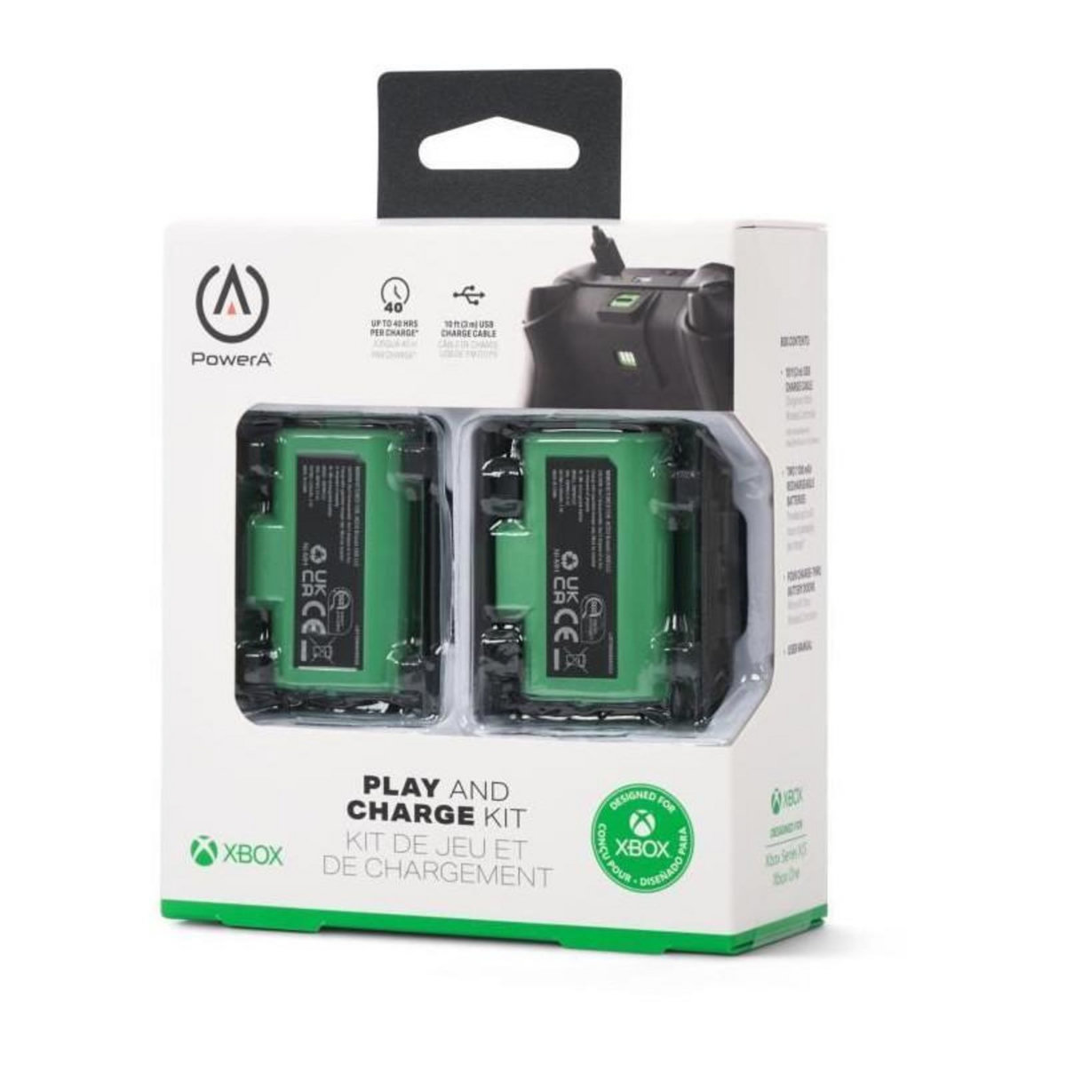 POWER A Kit Play & Charge - POWER A - XBPW0119-01 - Pour manettes sans fil Xbox Series X|S - Noir