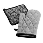 Paris Prix Gant & Manique Coton  Cuisiline  28cm Gris Chiné