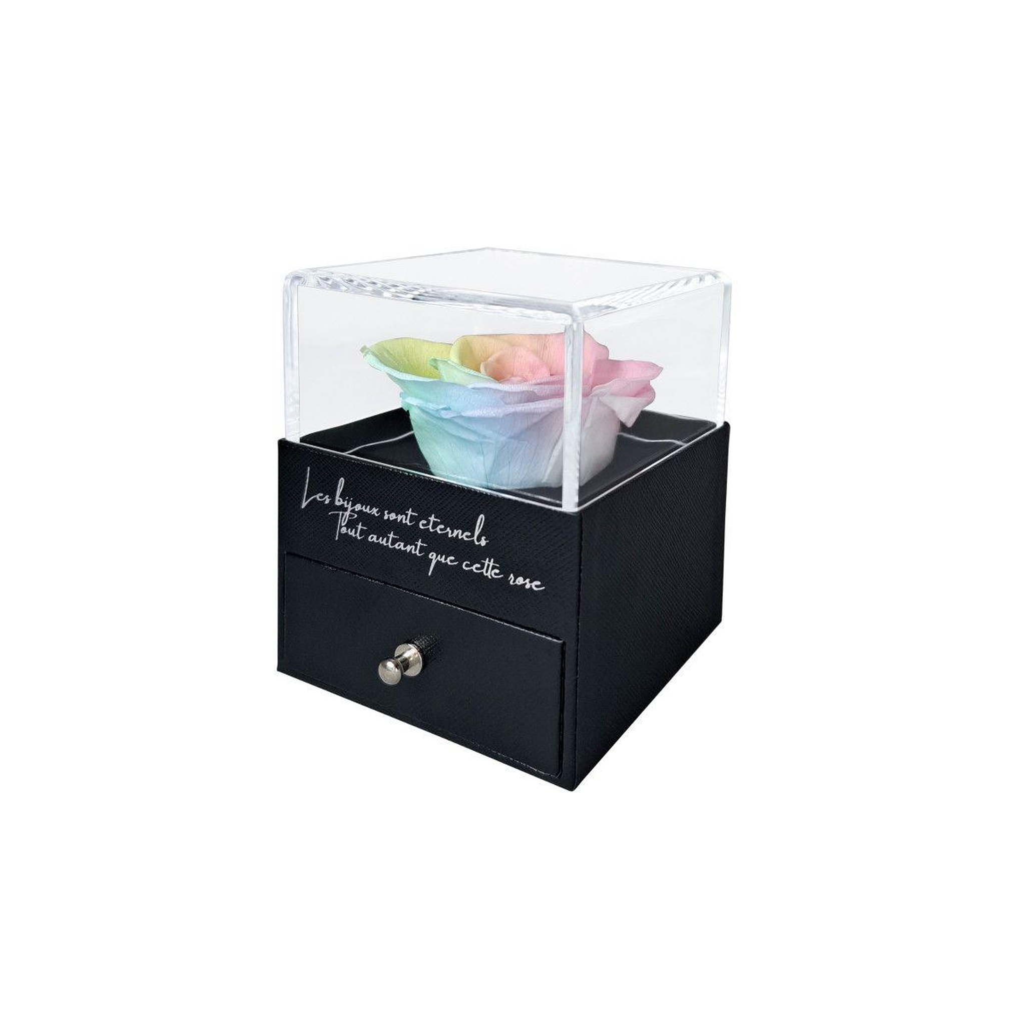 Voir la diapositive 2 : SC CRYSTAL Boite à bijoux décorée d'une rose éternelle - stabilisée multicolore