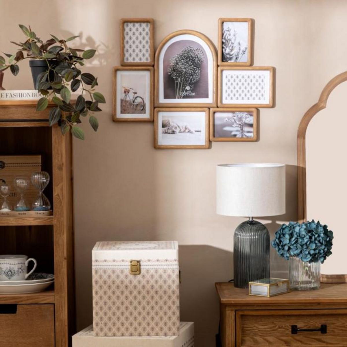 ATMOSPHERA Composition d'Hortensias Artificiels  Dean  24cm Bleu