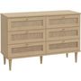 Voir la diapositive 4 : MARKET24 Commode - 6 tiroirs - Décor Chene - Cannage - L120 x P41,4 x H80 cm - CALASETTA