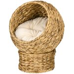 PAWHUT PawHut Panier chat lit chat cosy grand confort dim. 42L x 33l x 52H cm coussin moelleux beige inclus