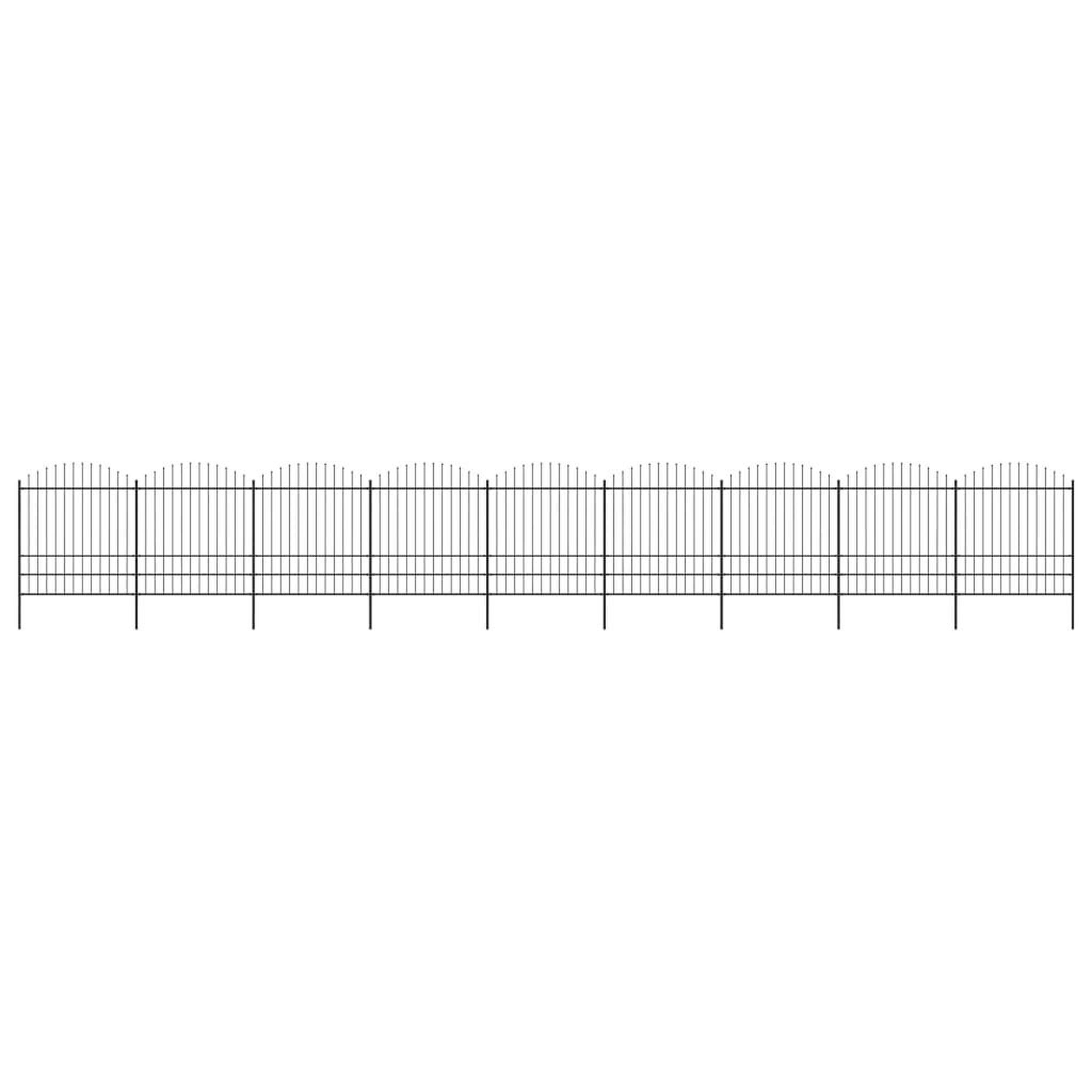 VIDAXL Cloture de jardin a dessus en lance Acier (1,75-2)x15,3 m Noir