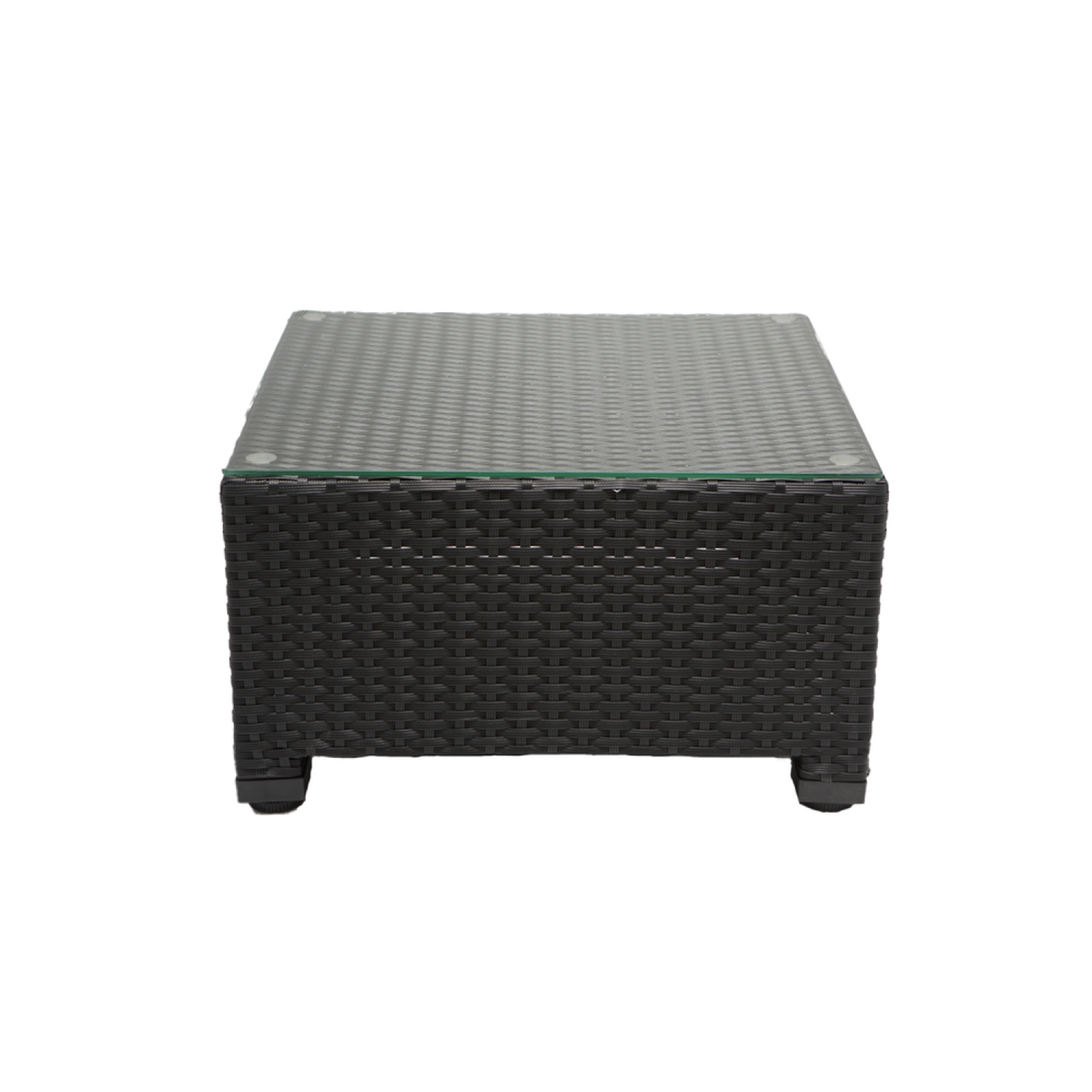 CONCEPT USINE Salon de jardin en résine tressée noir CORFOU