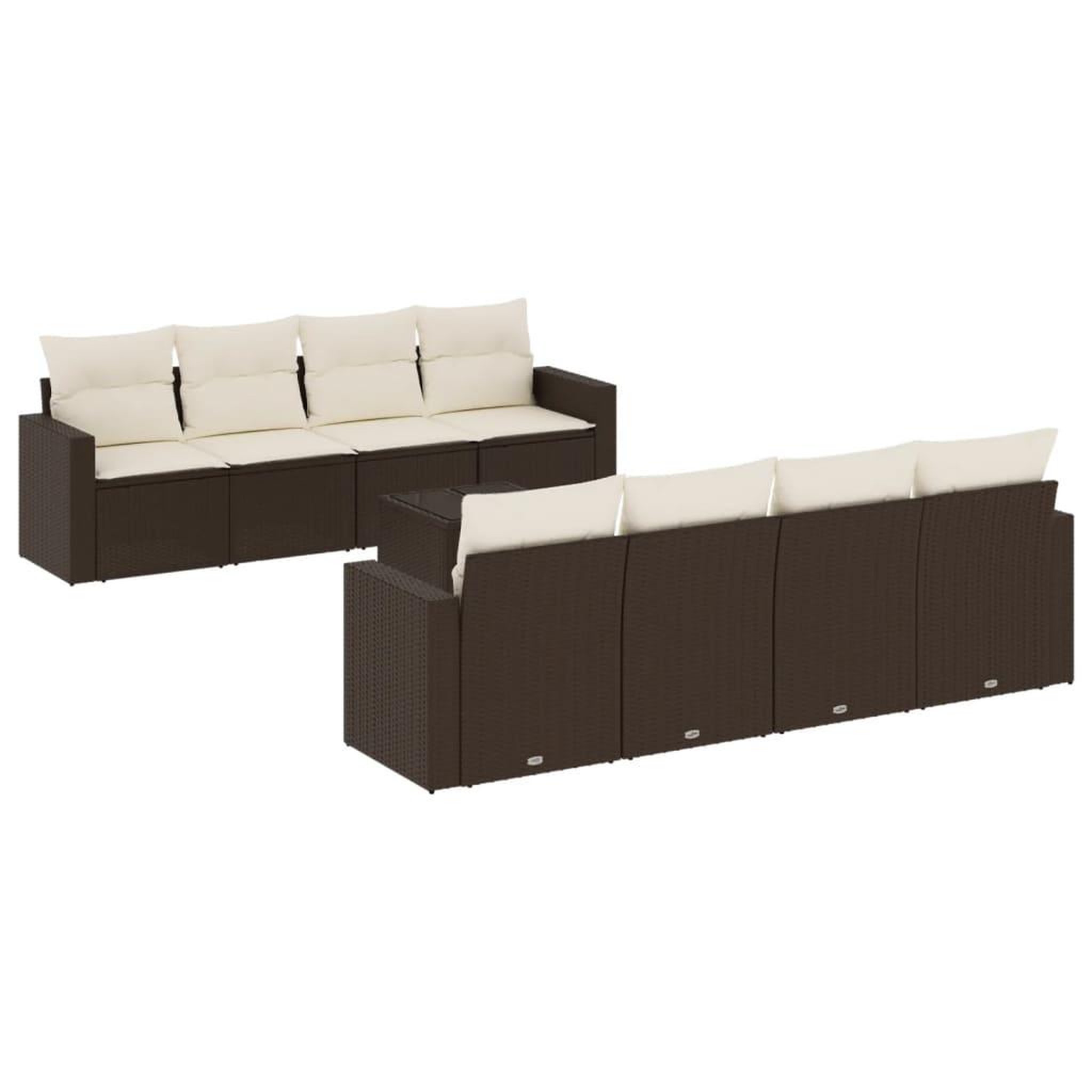 Voir la diapositive 2 : VIDAXL Salon de jardin avec coussins 9 pcs marron resine tressee