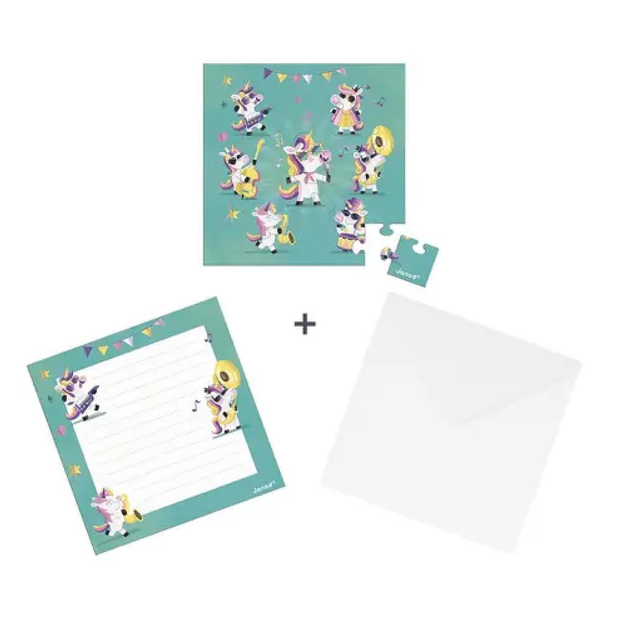JANOD Carte Cadeau Puzzle 25 Pieces Licornes