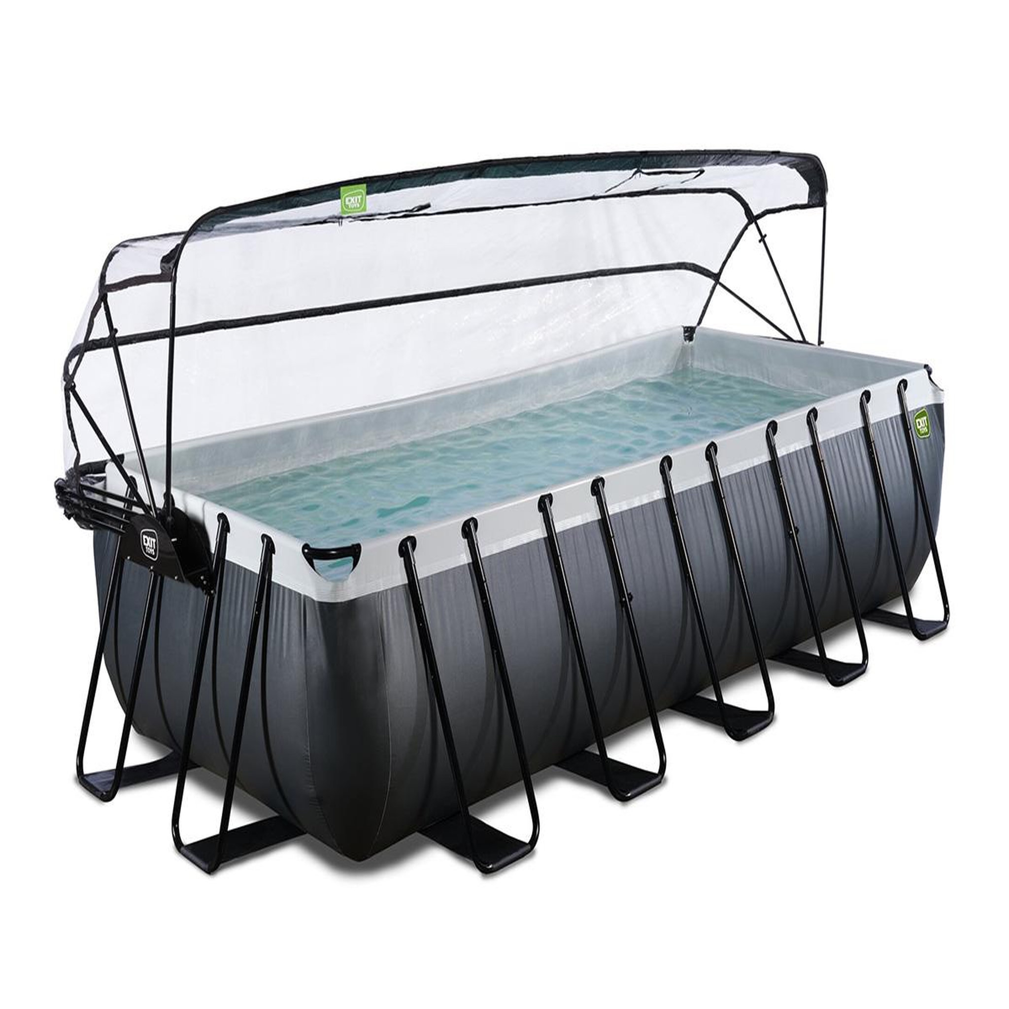 Voir la diapositive 2 : EXIT TOYS Piscine tubulaire Black Leather rectangulaire 5,40 x 2,50 x 1,22 m avec dôme - Exit Toys