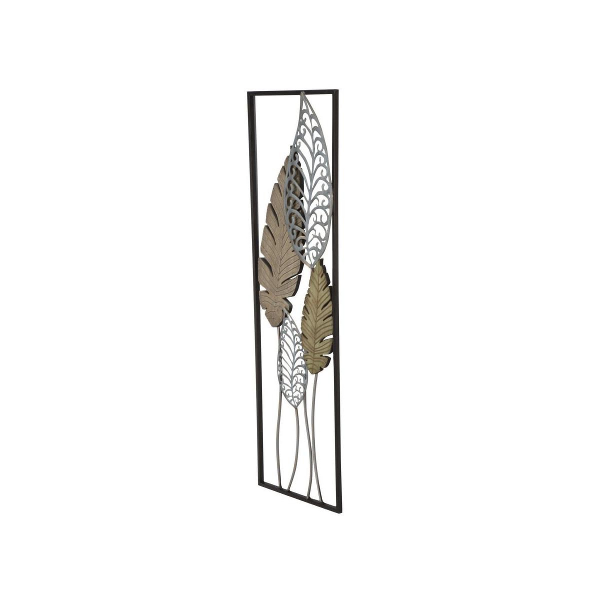 Voir la diapositive 3 : Paris Prix Déco murale encadrée en métal  foglie  99cm argent & or