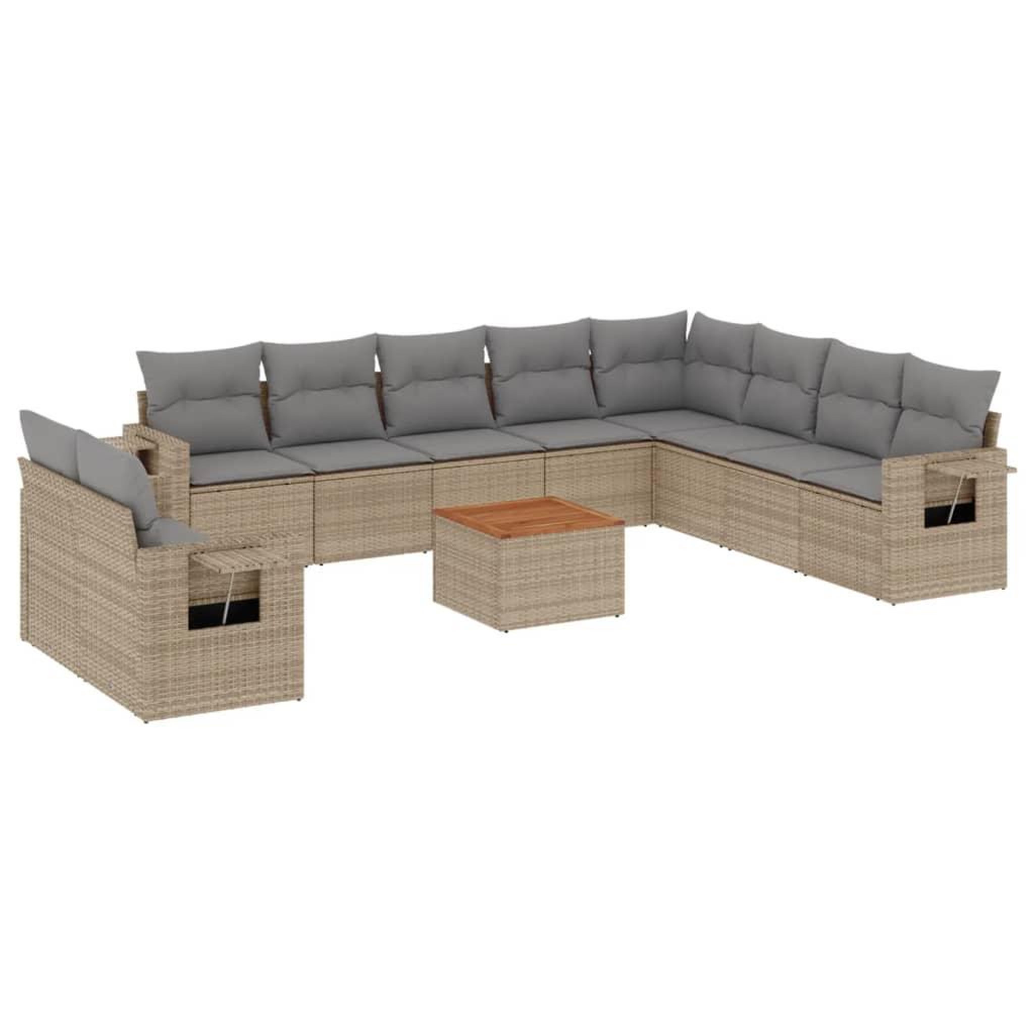 Voir la diapositive 2 : VIDAXL Salon de jardin 11 pcs avec coussins beige resine tressee