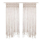 TOILINUX Lot de 2 Rideaux à fil détails macramé Rituality - L. 90 x H. 200 cm - Beige