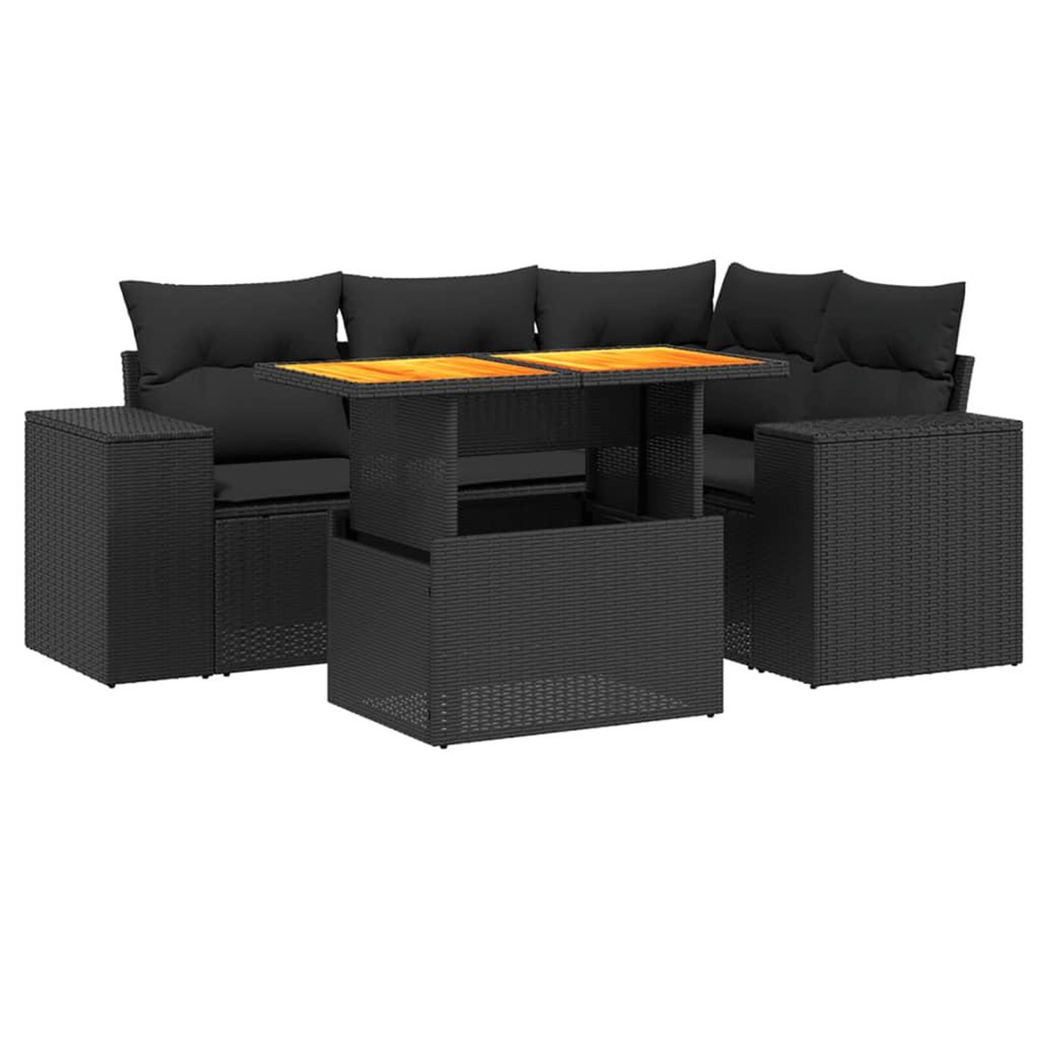 Voir la diapositive 2 : VIDAXL Salon de jardin 5 pcs avec coussins noir resine tressee