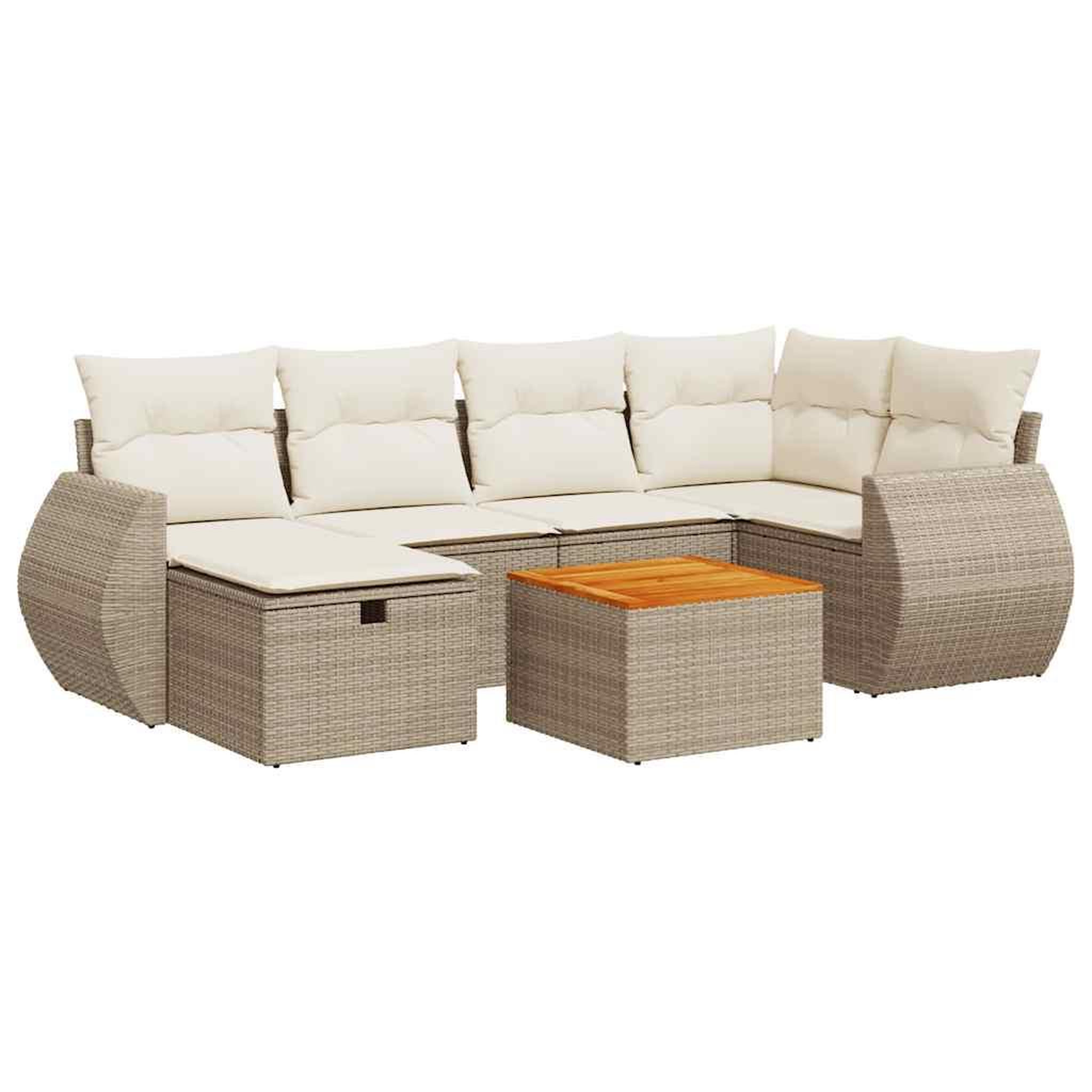 Voir la diapositive 2 : VIDAXL Salon de jardin avec coussins 7 pcs beige resine tressee