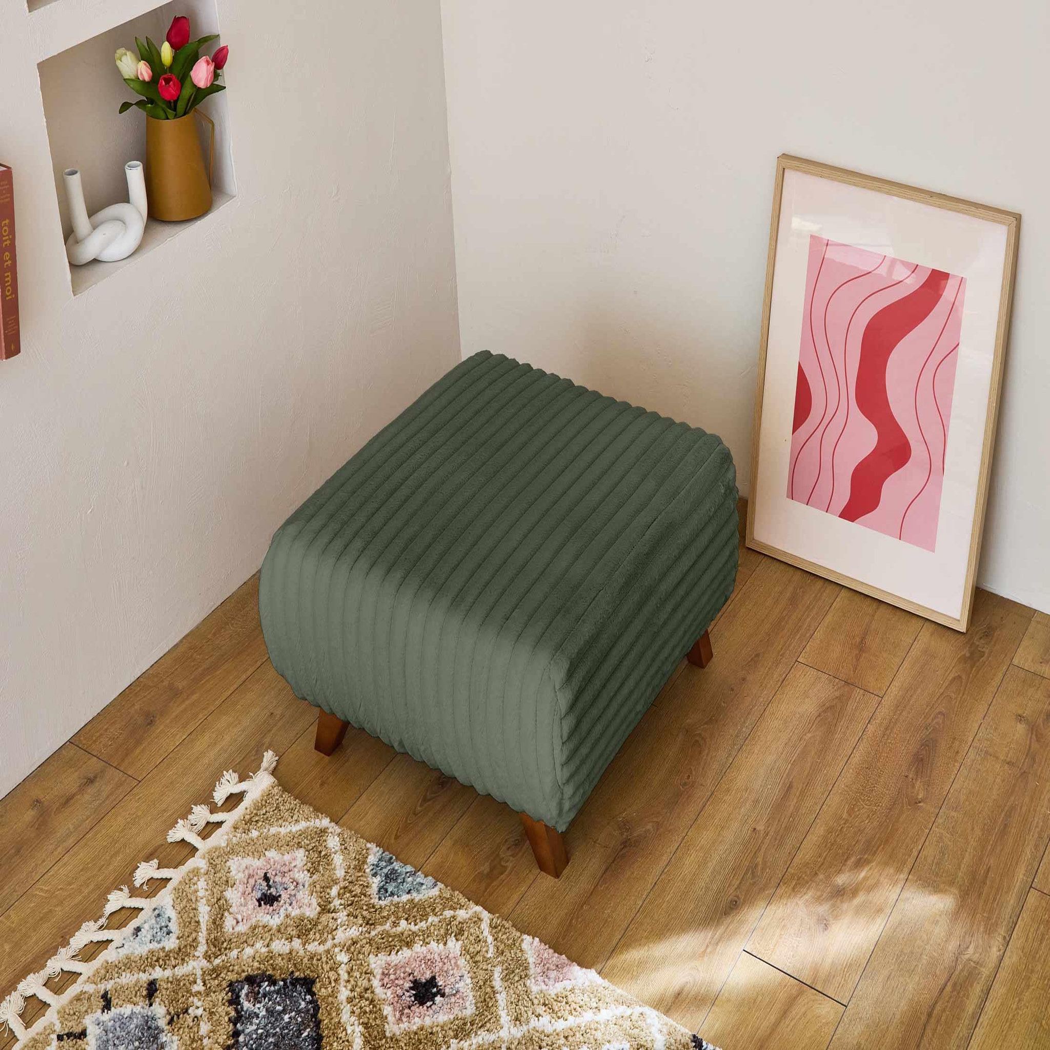 Voir la diapositive 4 : BEST MOBILIER Cristal - pouf modulable - 65 cm - en fausse fourrure côtelée