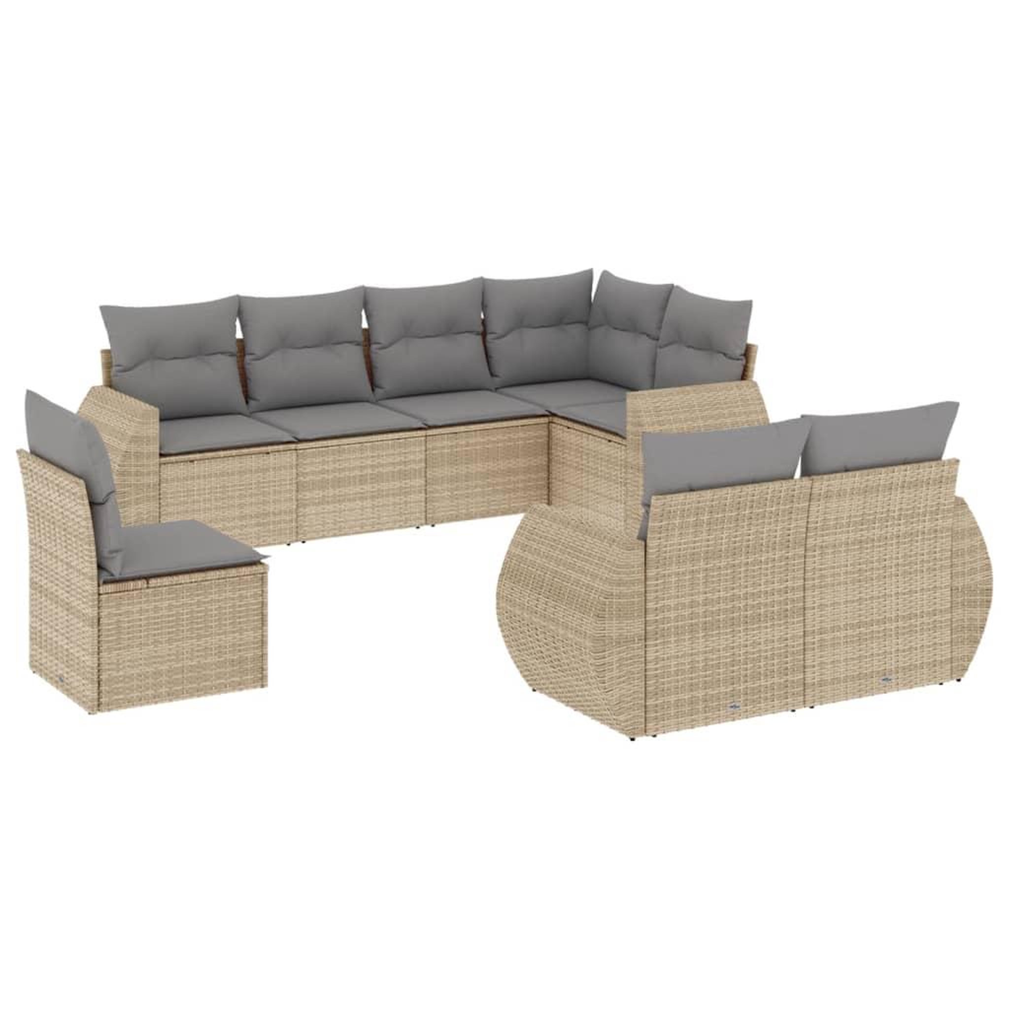 Voir la diapositive 2 : VIDAXL Salon de jardin avec coussins 8 pcs beige resine tressee