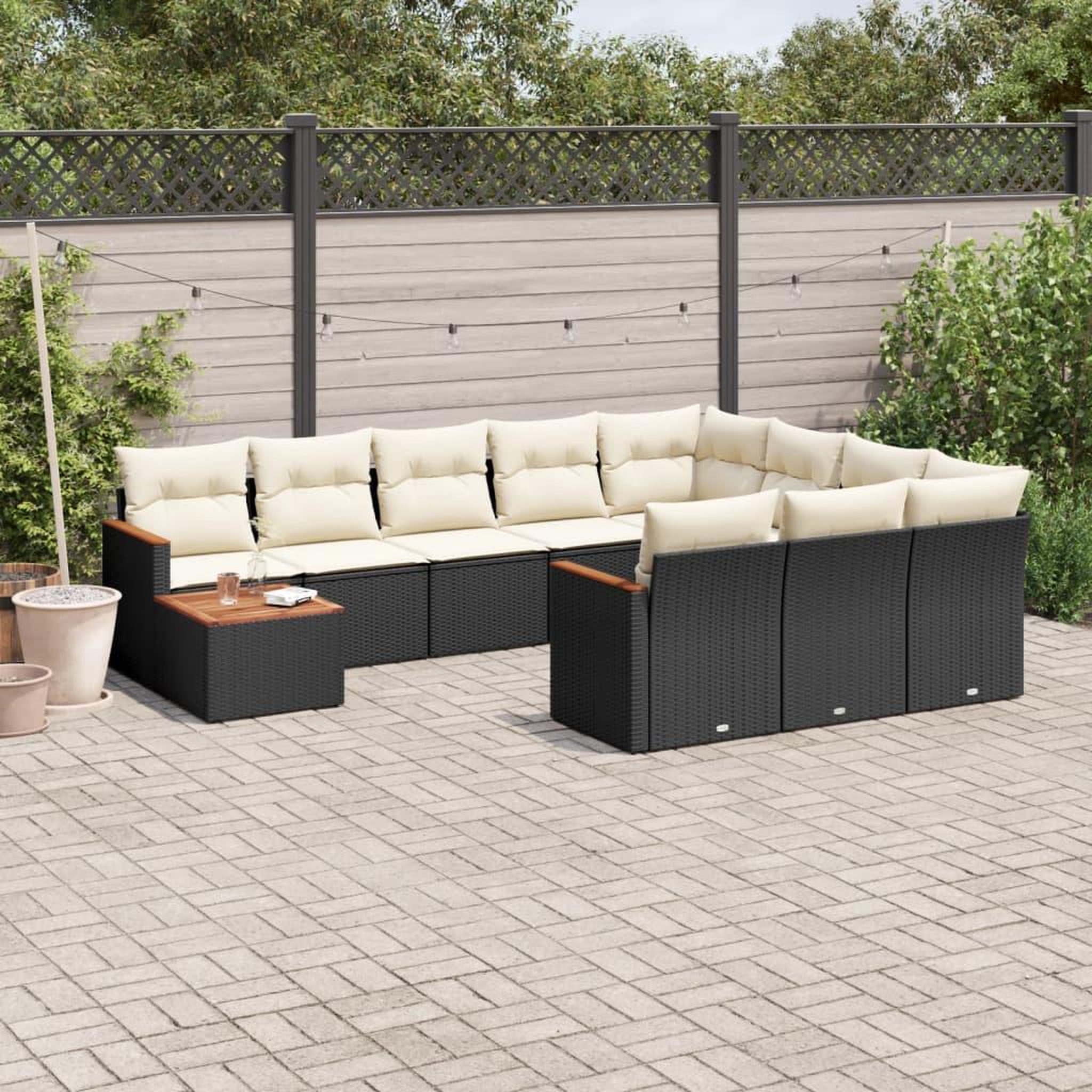 VIDAXL Salon de jardin 11 pcs avec coussins noir resine tressee