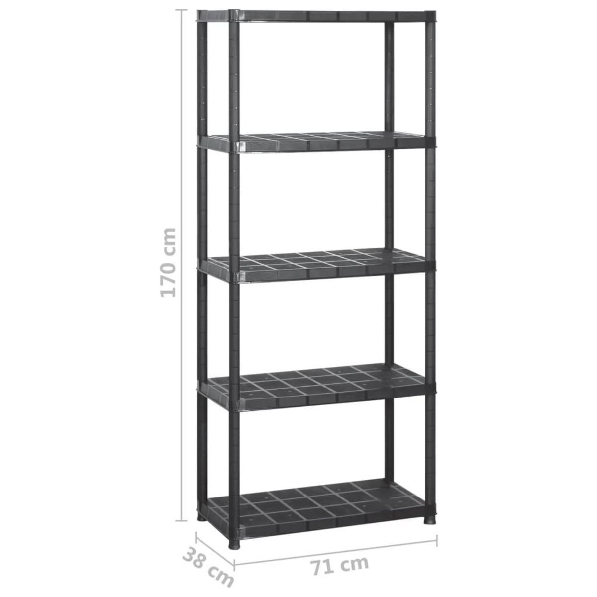 VIDAXL Etagere de rangement a 5 niveaux Noir 284x38x170 cm Plastique