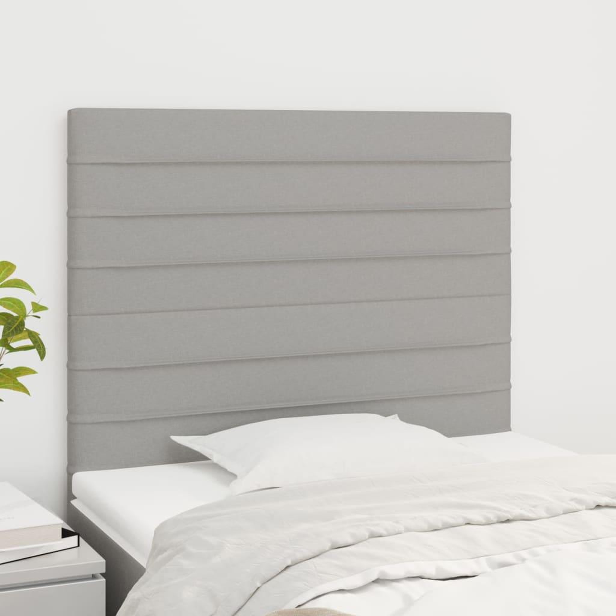 Voir la diapositive 1 : VIDAXL Tetes de lit 2 pcs Gris clair 80x5x78/88 cm Tissu