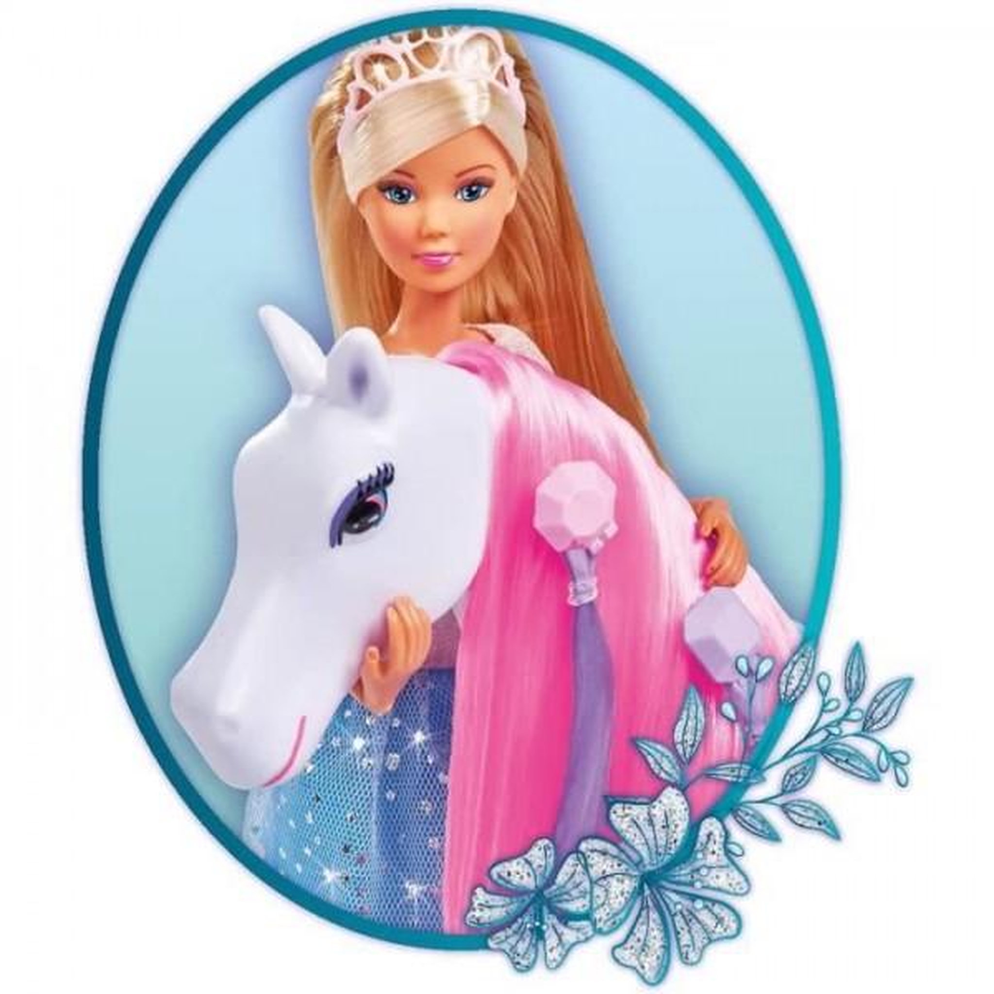 Voir la diapositive 2 : SIMBA.DICKIE.GROUP Simba - Steffi Love Princesse et Cheval - Poupée Mannequin 29cm - Robe + Tiare - Accessoires de Coiffure inclu