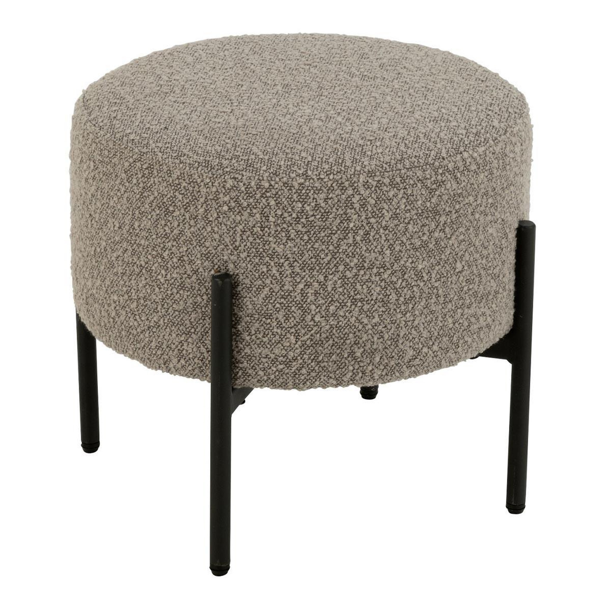 J-LINE Tabouret en tissu bouclé  aldo  44cm gris