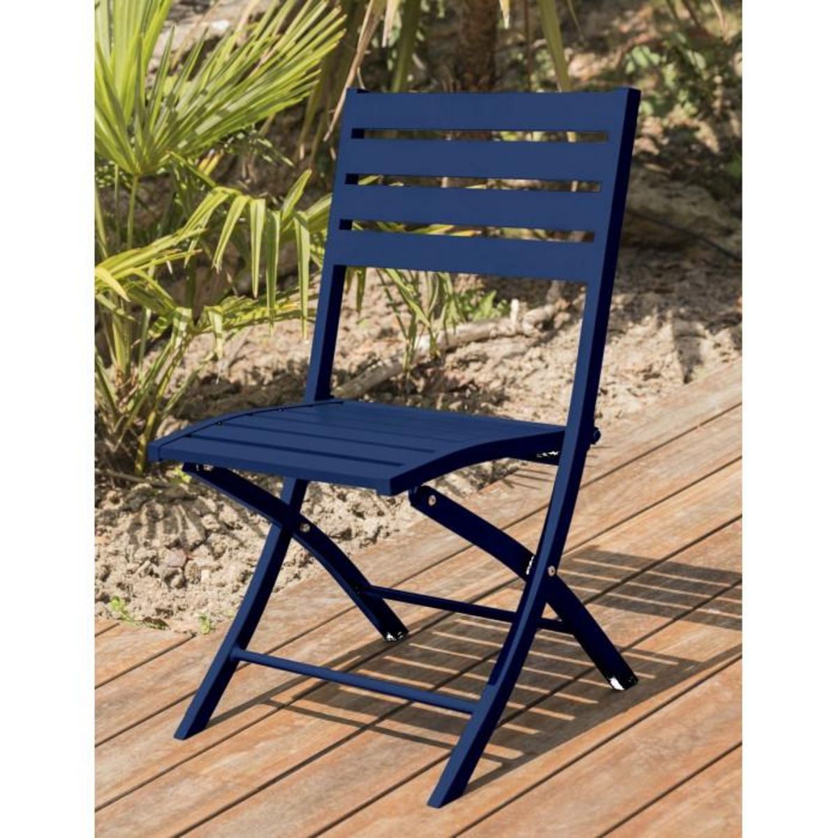 Paris Prix Lot de 2 Chaises de Jardin Pliantes  Marius  82cm Bleu Marine