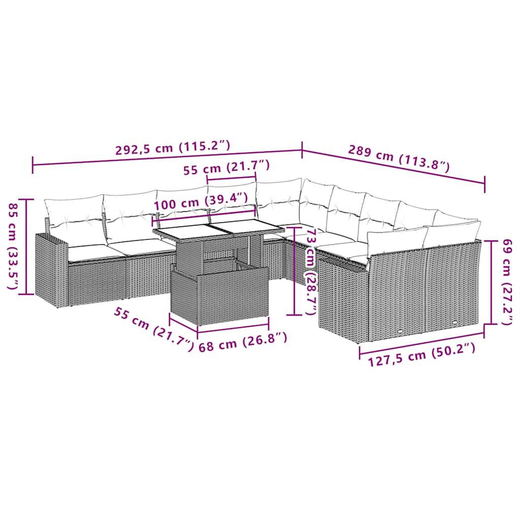 Voir la diapositive 6 : VIDAXL Salon de jardin 11 pcs avec coussins noir resine tressee