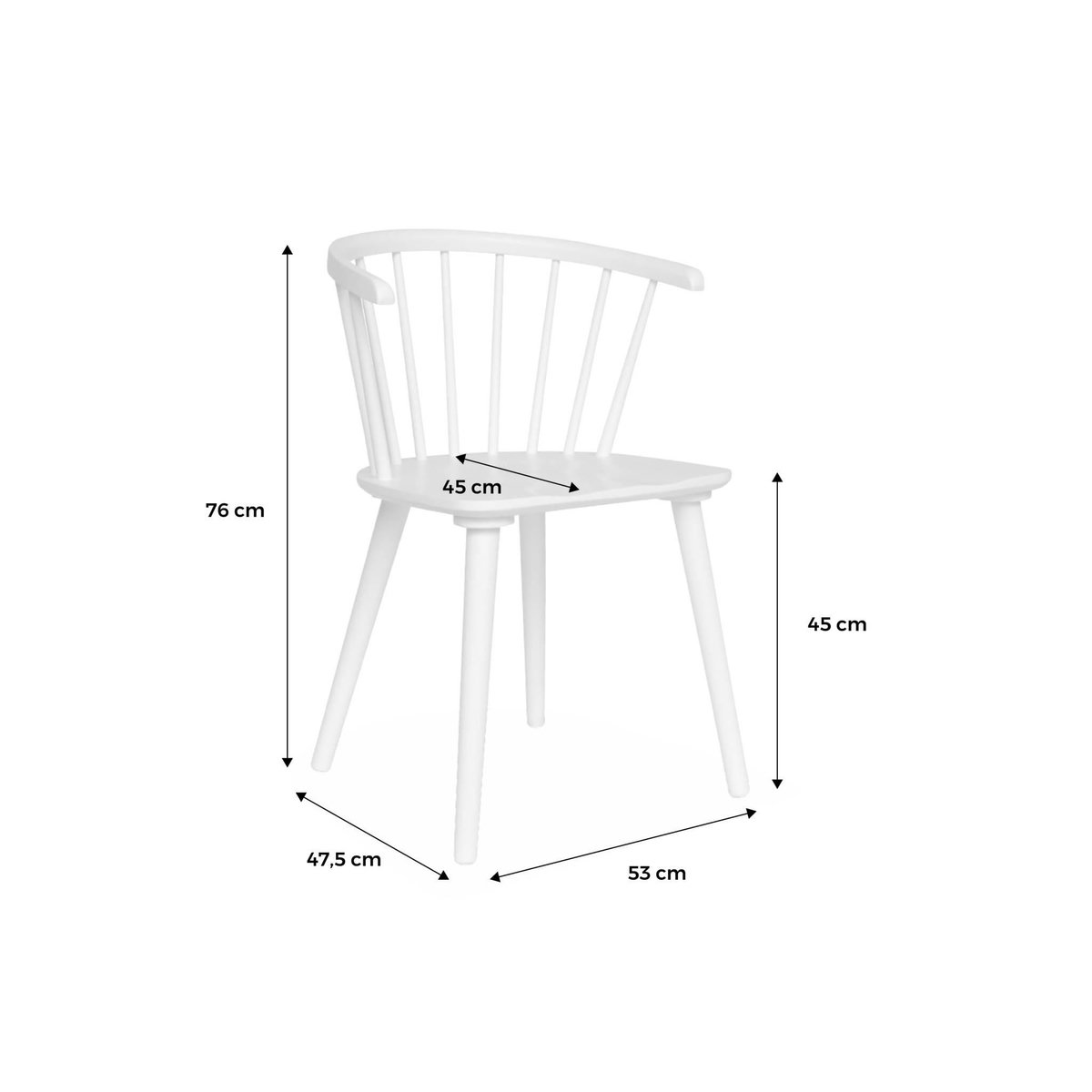 SWEEEK Lot de 4 chaises noyer à barreaux en bois et contreplaqué. Paula. L 51 x P 53 x H 75cm