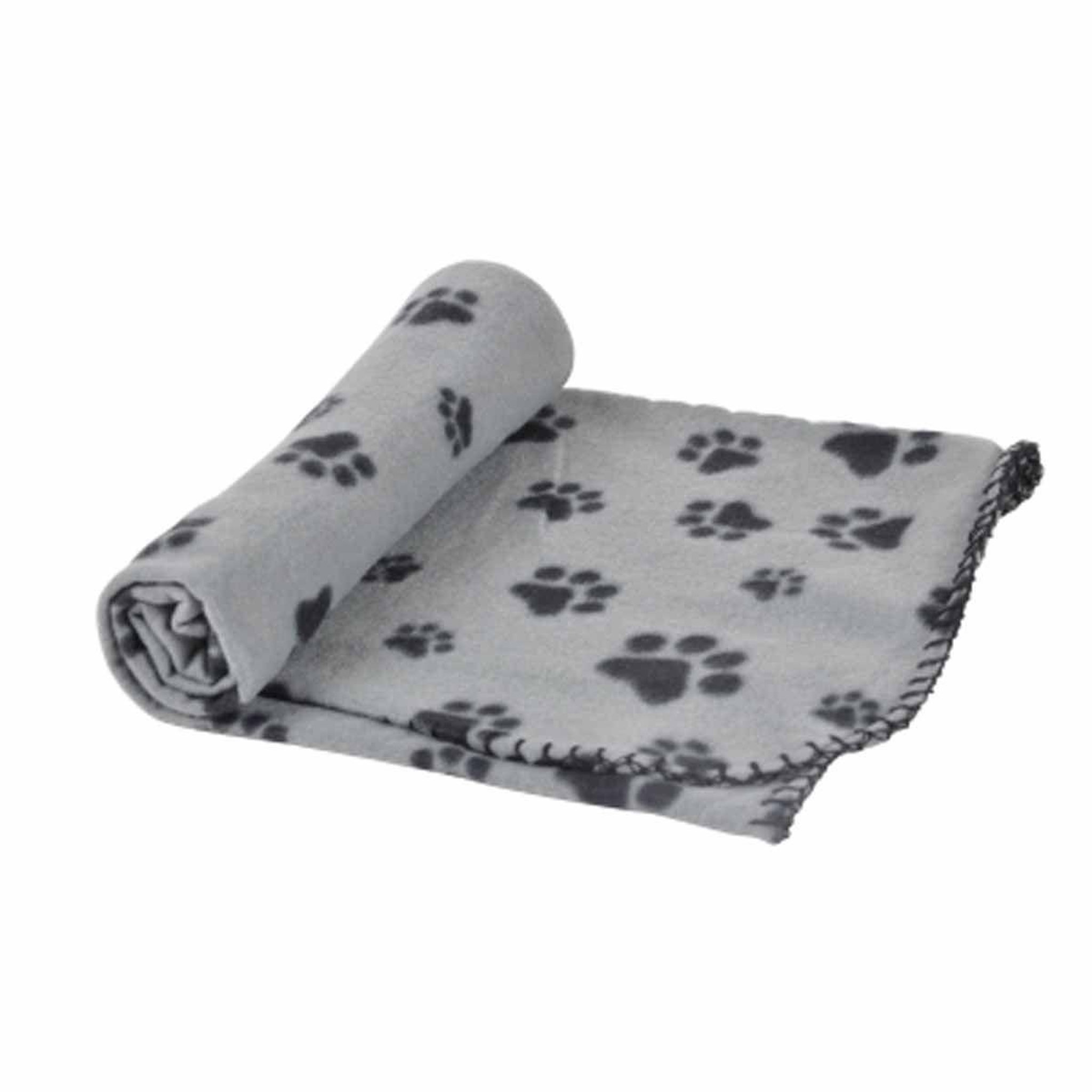 LOVE STORY Plaid polaire pour chien  pattes  100cm gris