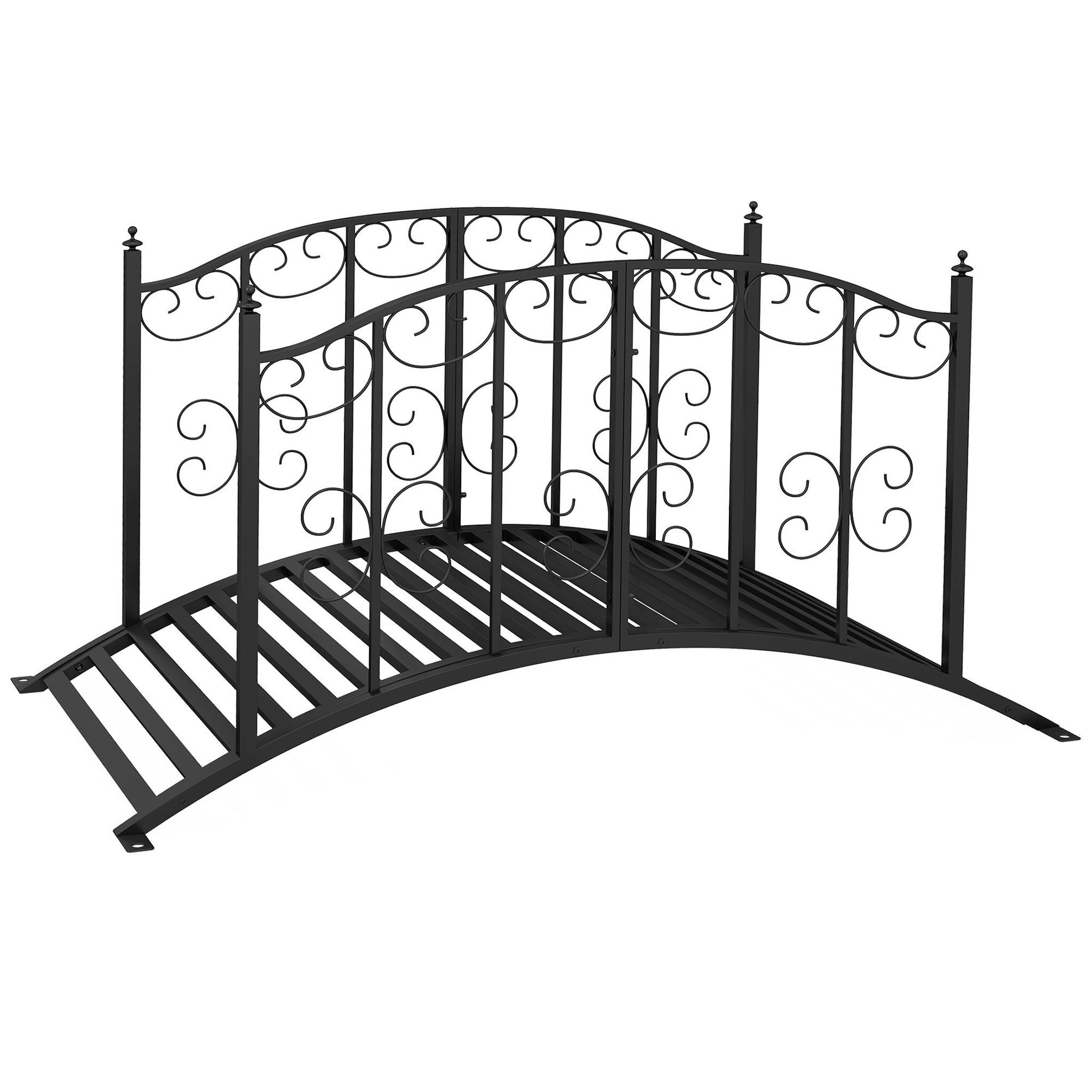 Voir la diapositive 5 : OUTSUNNY Pont de jardin métal noir style antique garde-corps latéraux max. 120 Kg