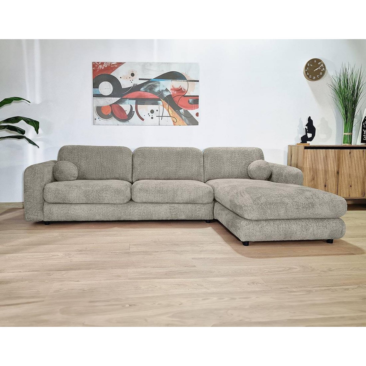 LISA DESIGN Rachel - canapé d'angle droit 4 places en tissu bouclette