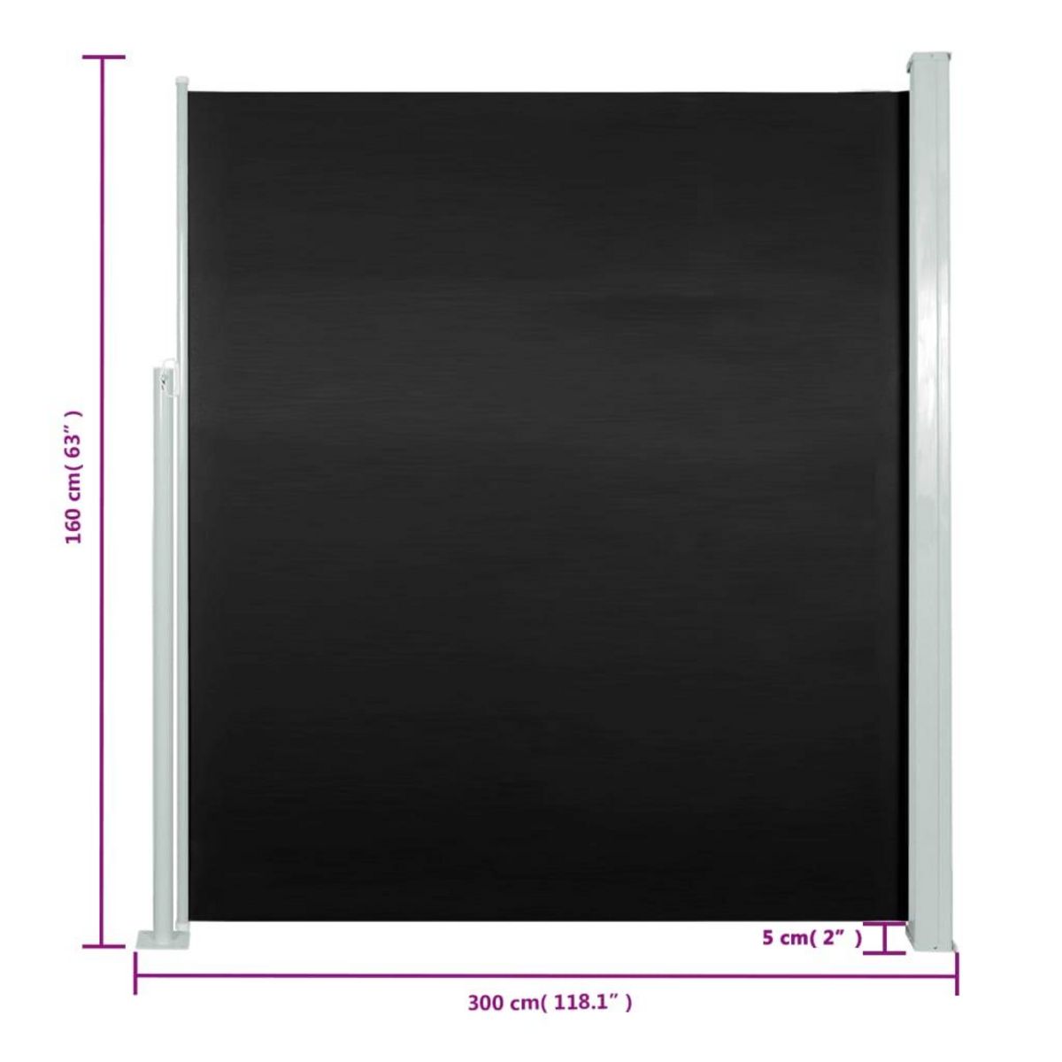 VIDAXL Auvent lateral de patio 160x300 cm Noir