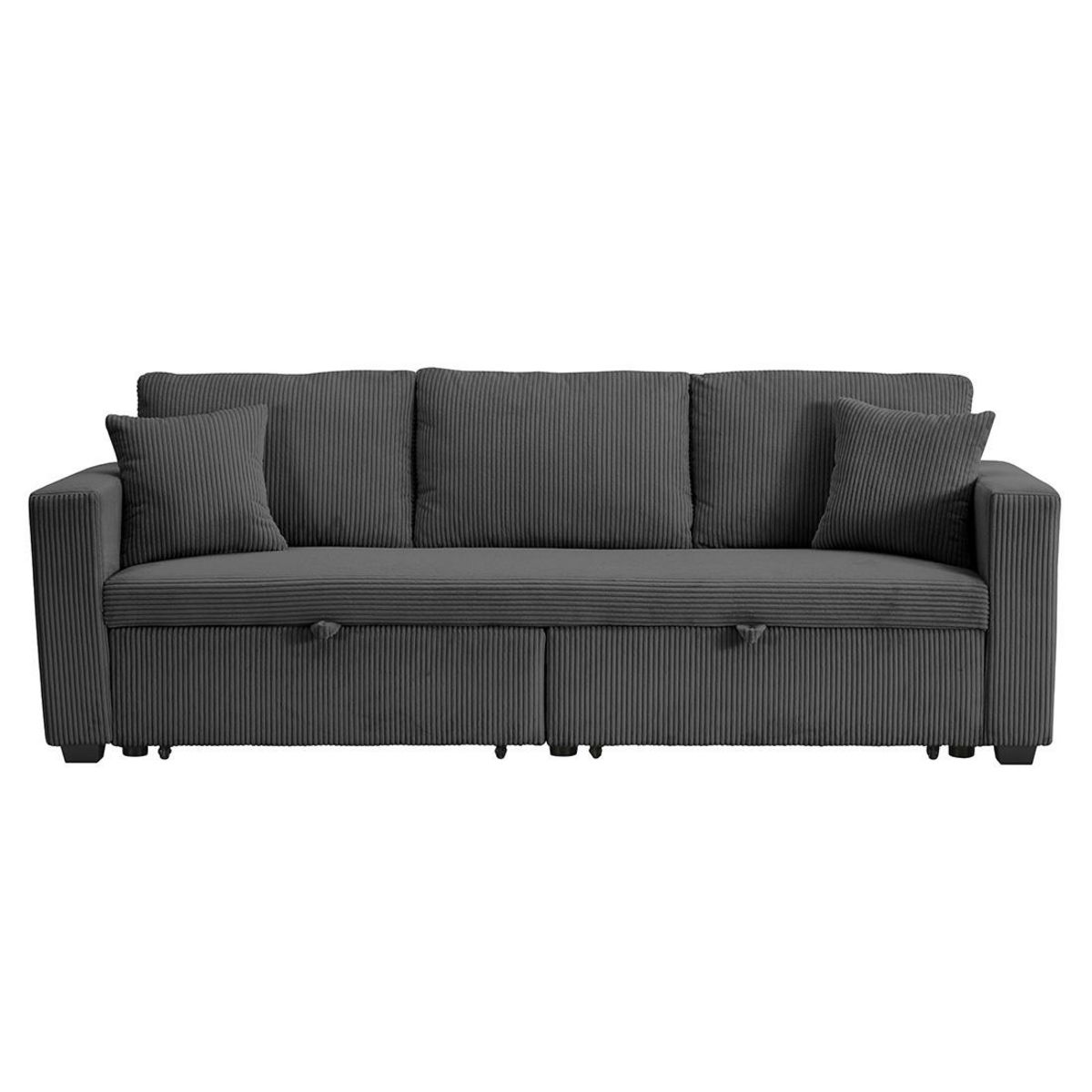 BEST MOBILIER Cyrus - canapé droit 3 places convertible en velours côtelé