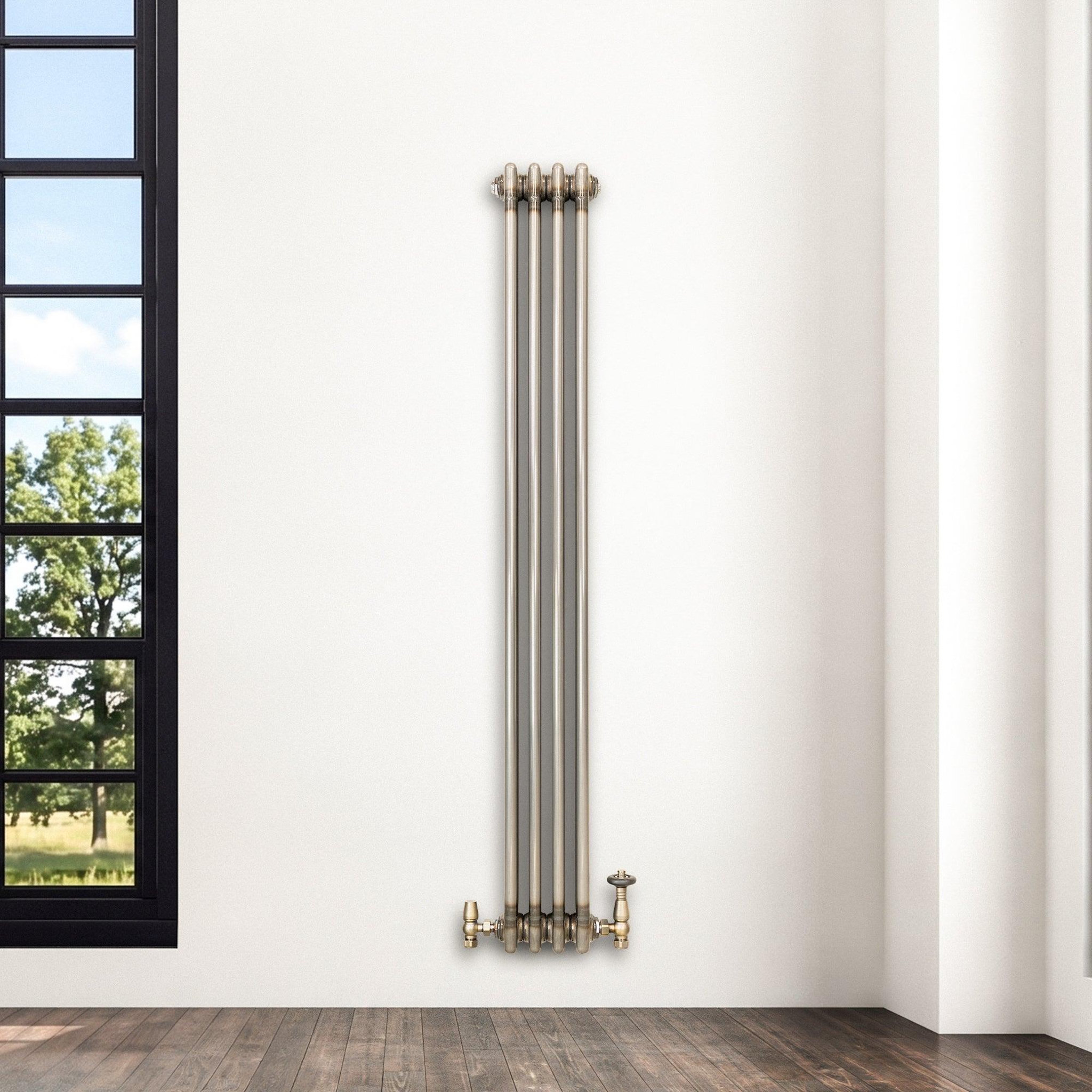 Voir la diapositive 4 : MONSTERSHOP Radiateur traditionnel à 3 colonnes & vannes - 1500 x 200 mm - métal brut