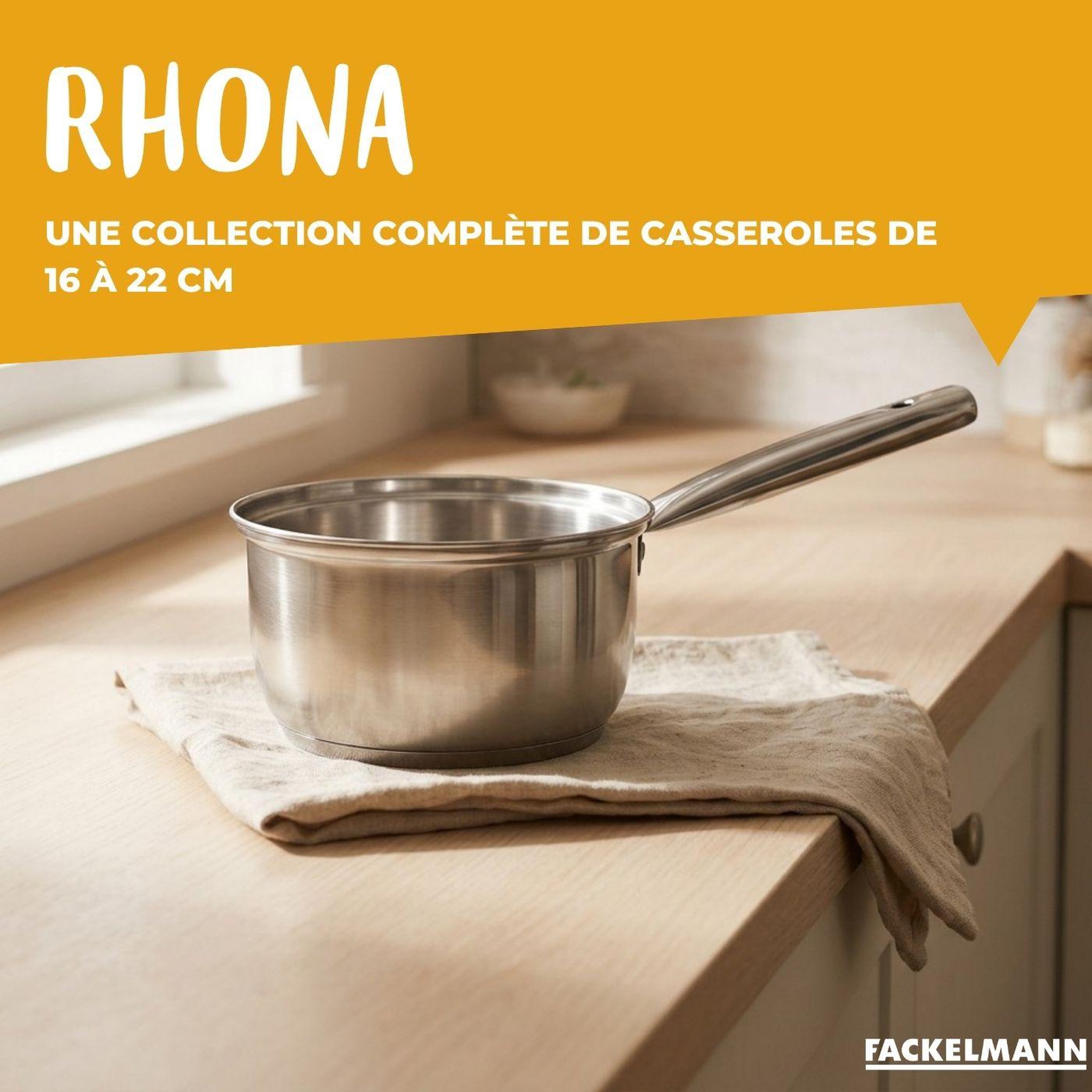 Voir la diapositive 6 : Fackelmann Lot de 3 casseroles 18/20/22 cm en inox fackelmann rhona