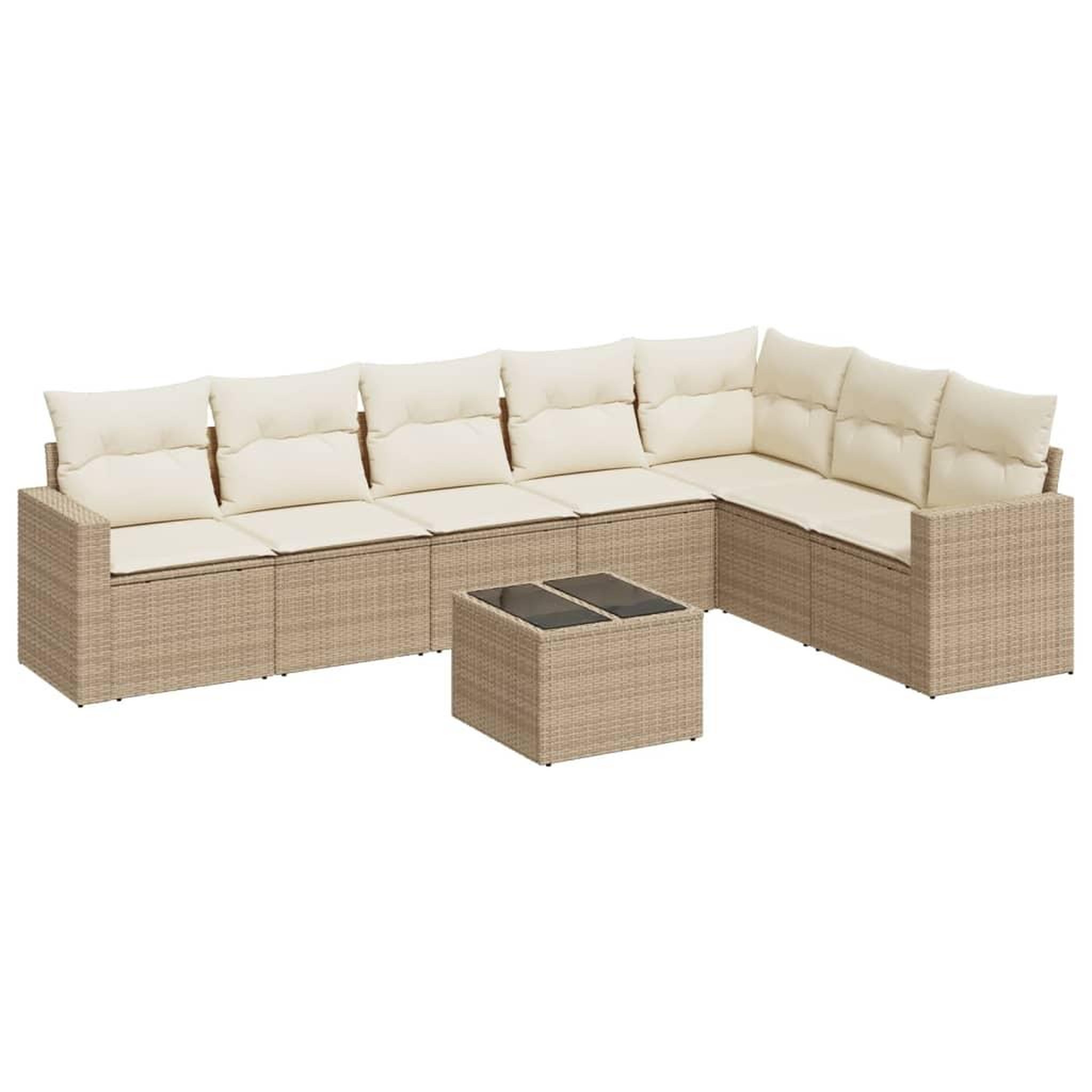 Voir la diapositive 2 : VIDAXL Salon de jardin avec coussins 8 pcs beige resine tressee