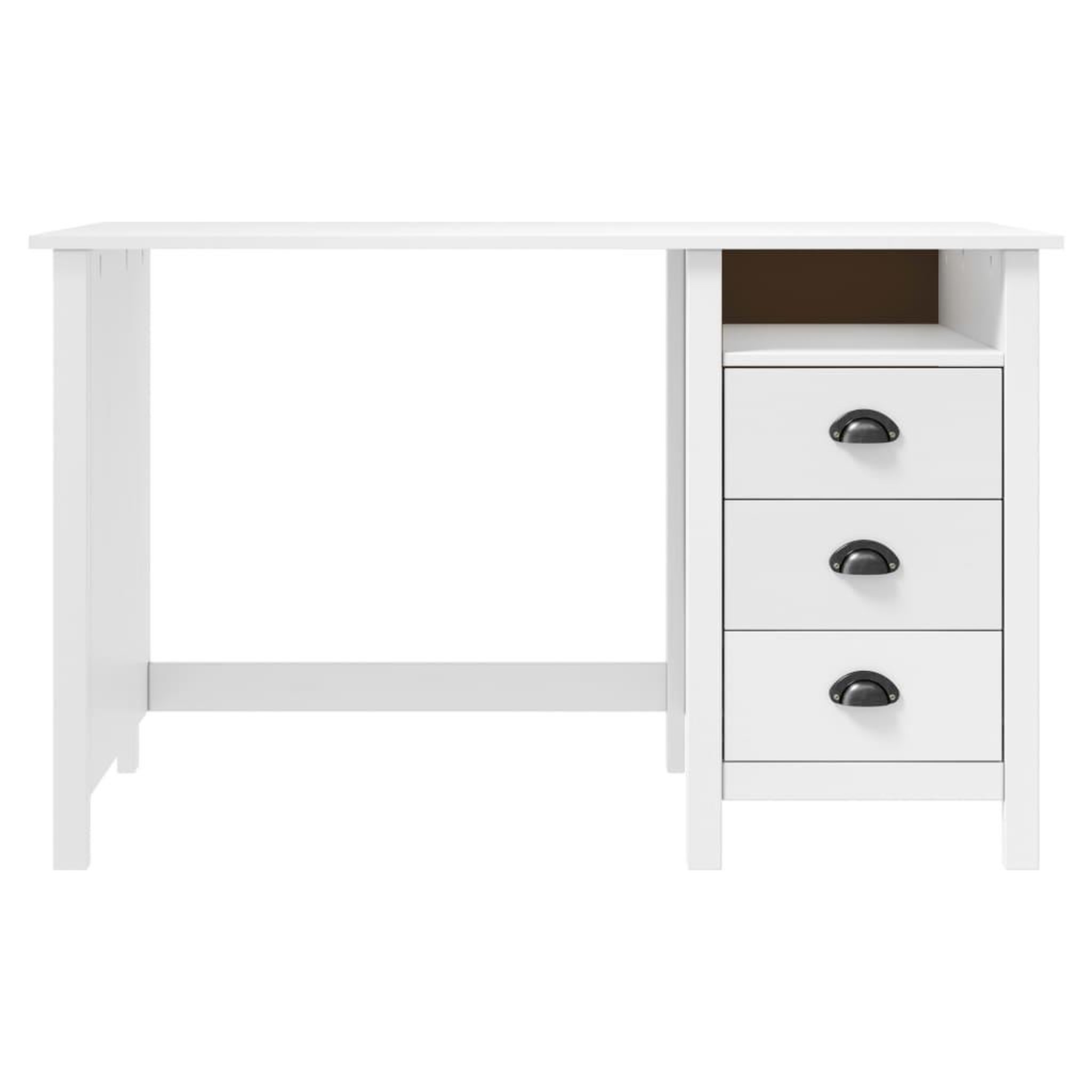 Voir la diapositive 2 : VIDAXL Bureau Hill avec 3 tiroirs 120x50x74 cm Bois pin massif