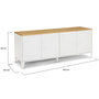 Voir la diapositive 6 : ID MARKET Buffet bas 140 cm ESTER 4 portes métal blanc plateau bois design industriel
