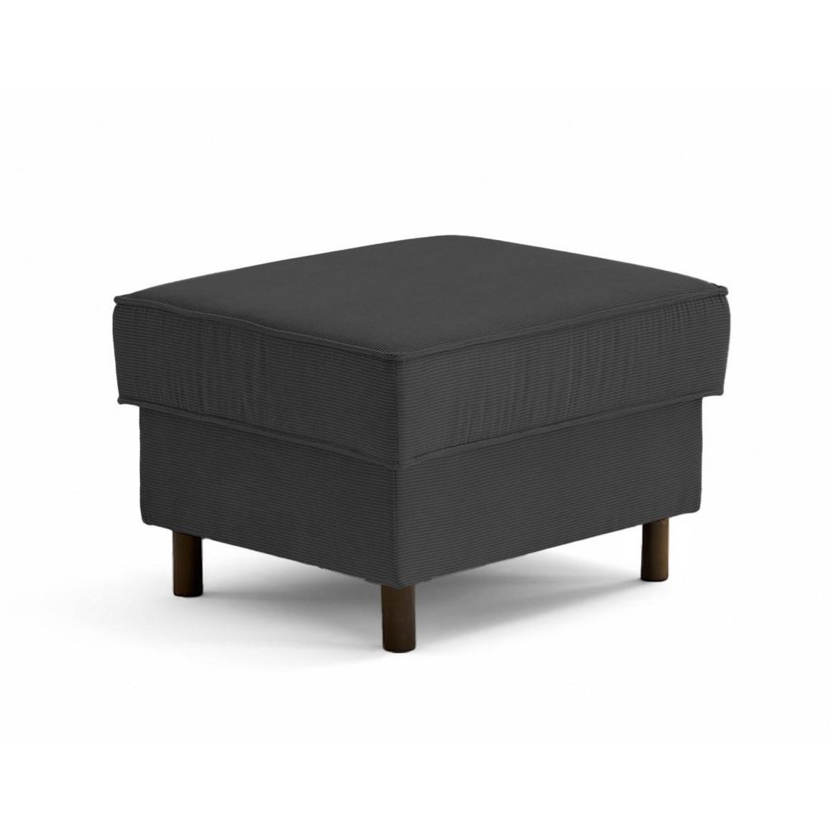 LISA DESIGN Jake - pouf en velours côtelé - pieds bois foncé